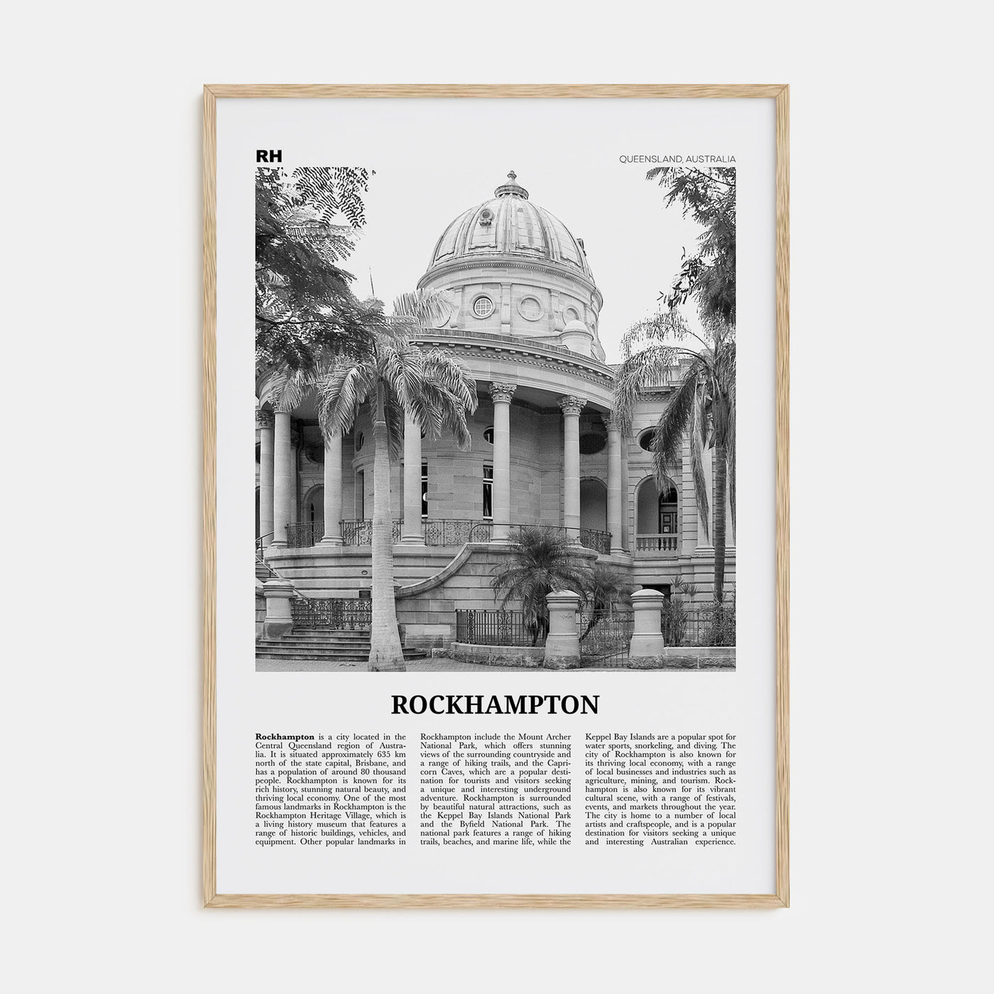 Rockhampton Travel B&W Poster