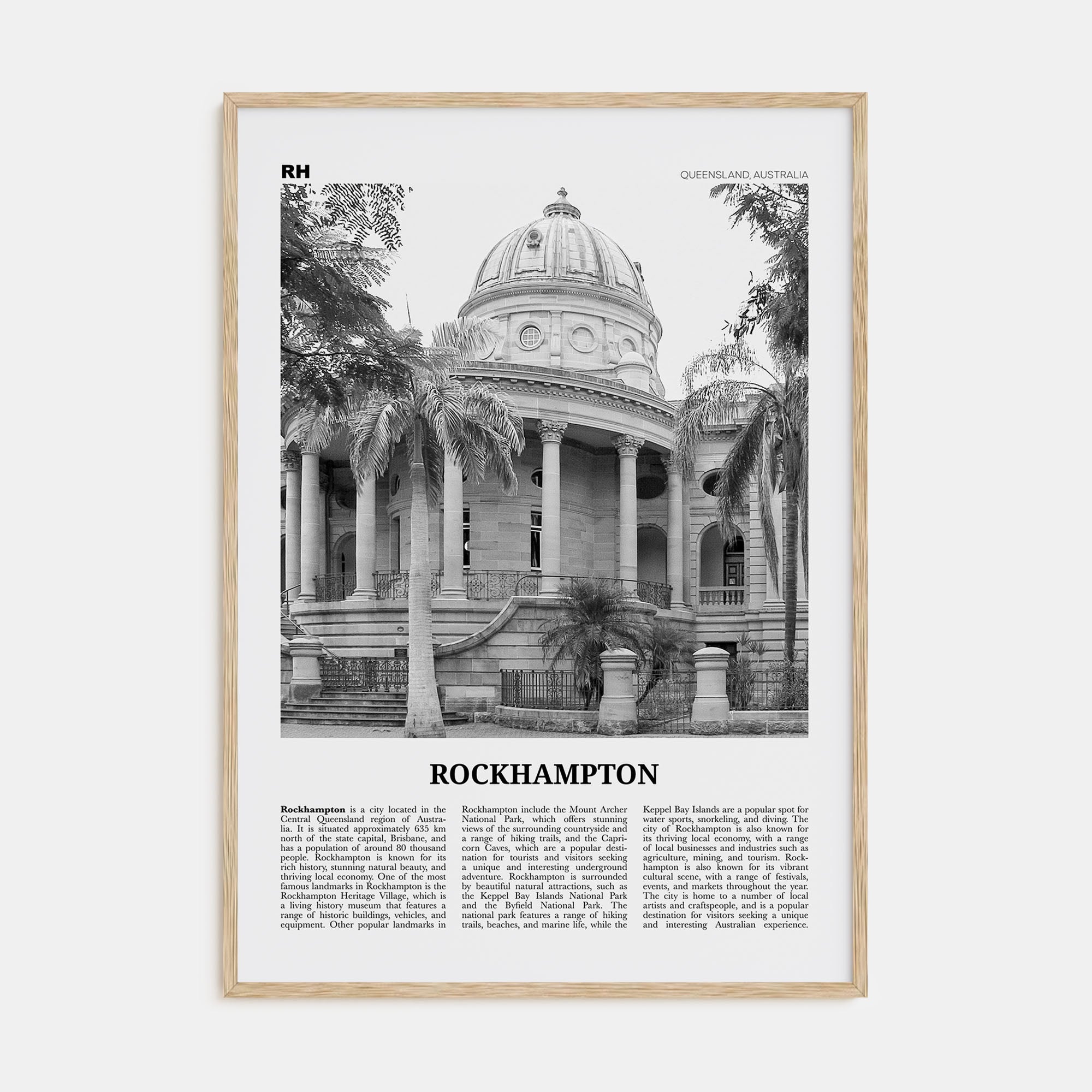 Rockhampton Travel B&W Poster