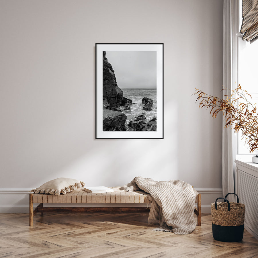 Rocky Coast Photo B&W No 2 Poster