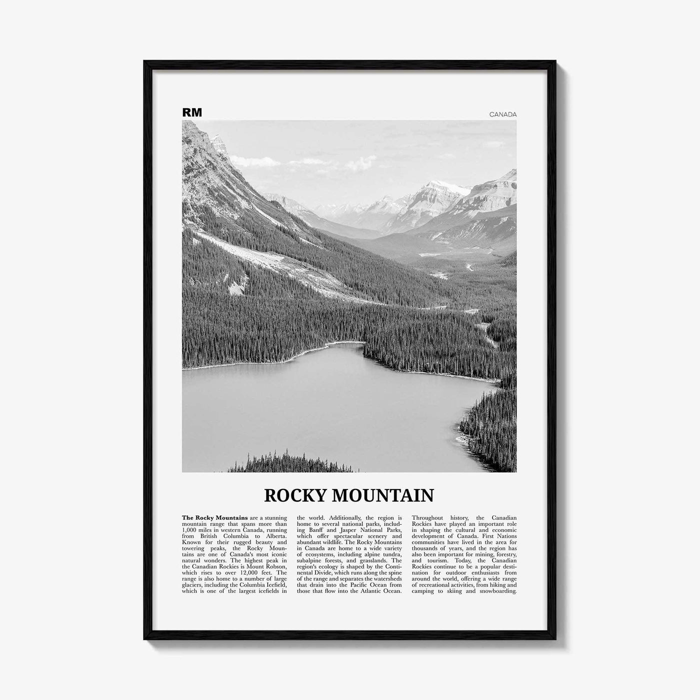 Rocky Mountain Print Black and White Canada, Rocky Mountain Wall Art, Rocky Mountain Poster, Rocky Mountain Photo, Canada