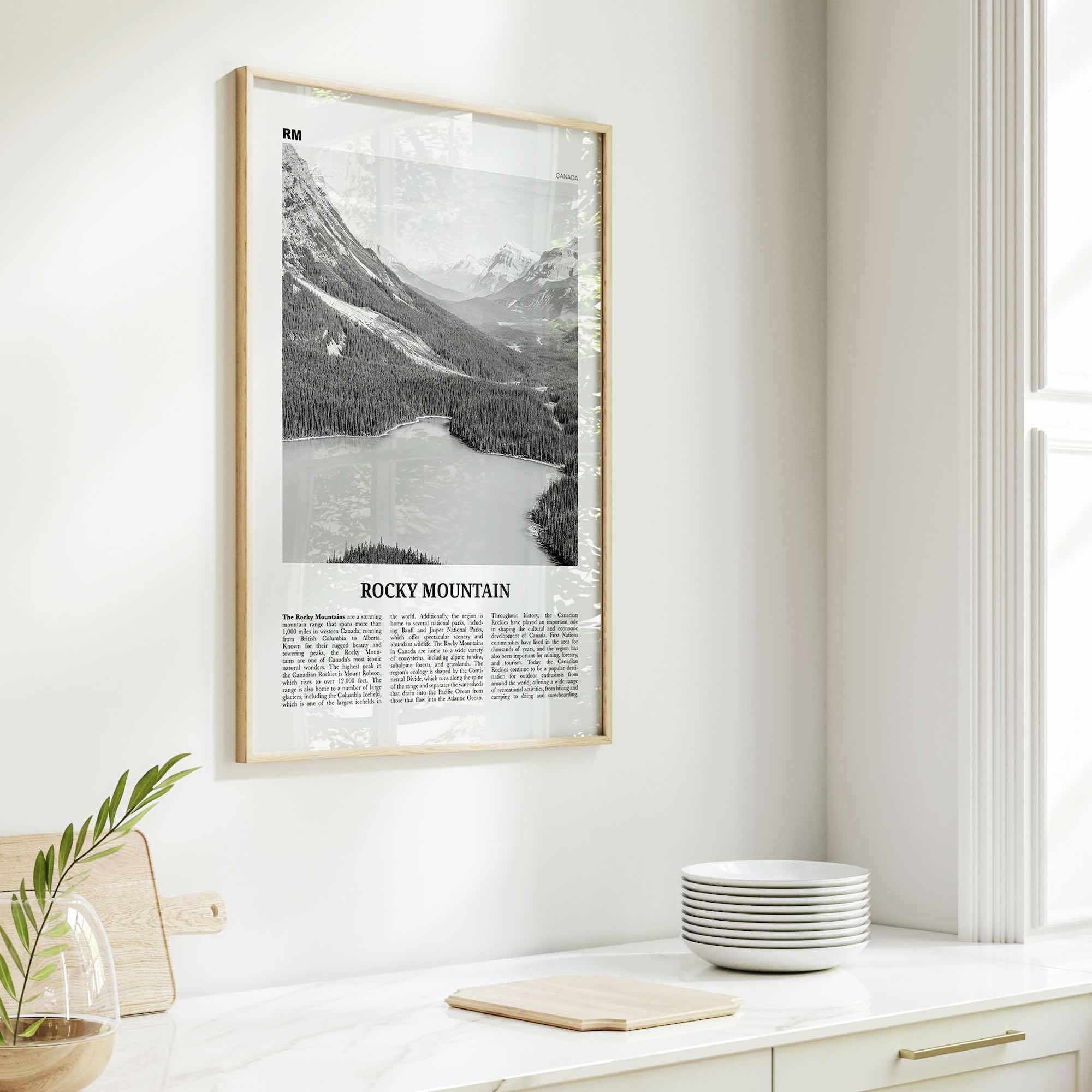 Rocky Mountain Print Black and White Canada, Rocky Mountain Wall Art, Rocky Mountain Poster, Rocky Mountain Photo, Canada