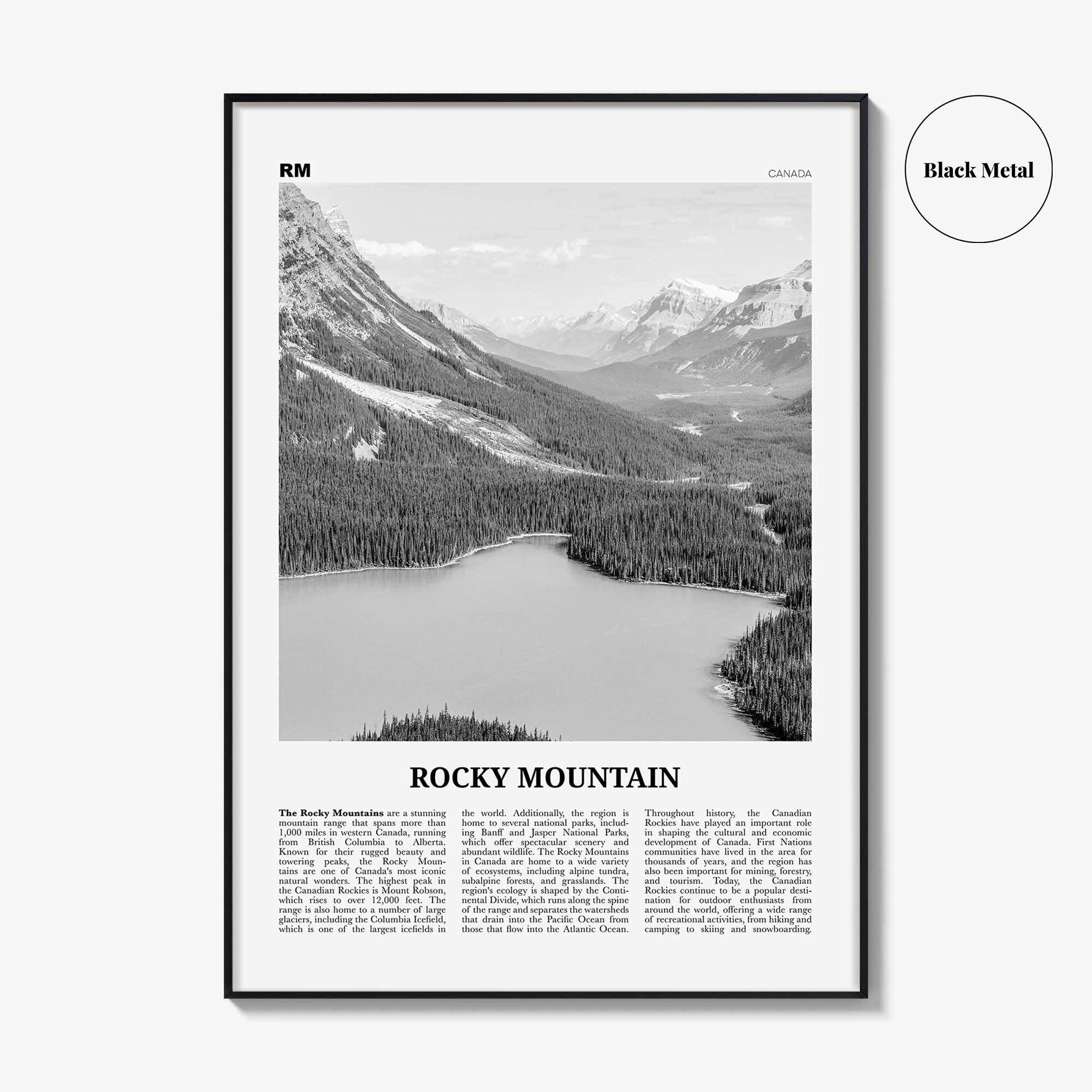 Rocky Mountain Print Black and White Canada, Rocky Mountain Wall Art, Rocky Mountain Poster, Rocky Mountain Photo, Canada