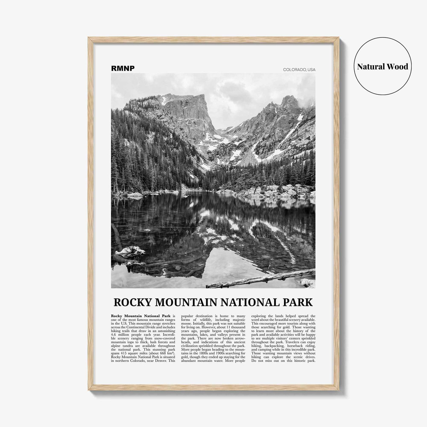 Rocky Mountain National Park Print Black and White, Rocky Mountain Wall Art, Rocky Mountain Poster, Rocky Mountain Photo, Colorado, USA