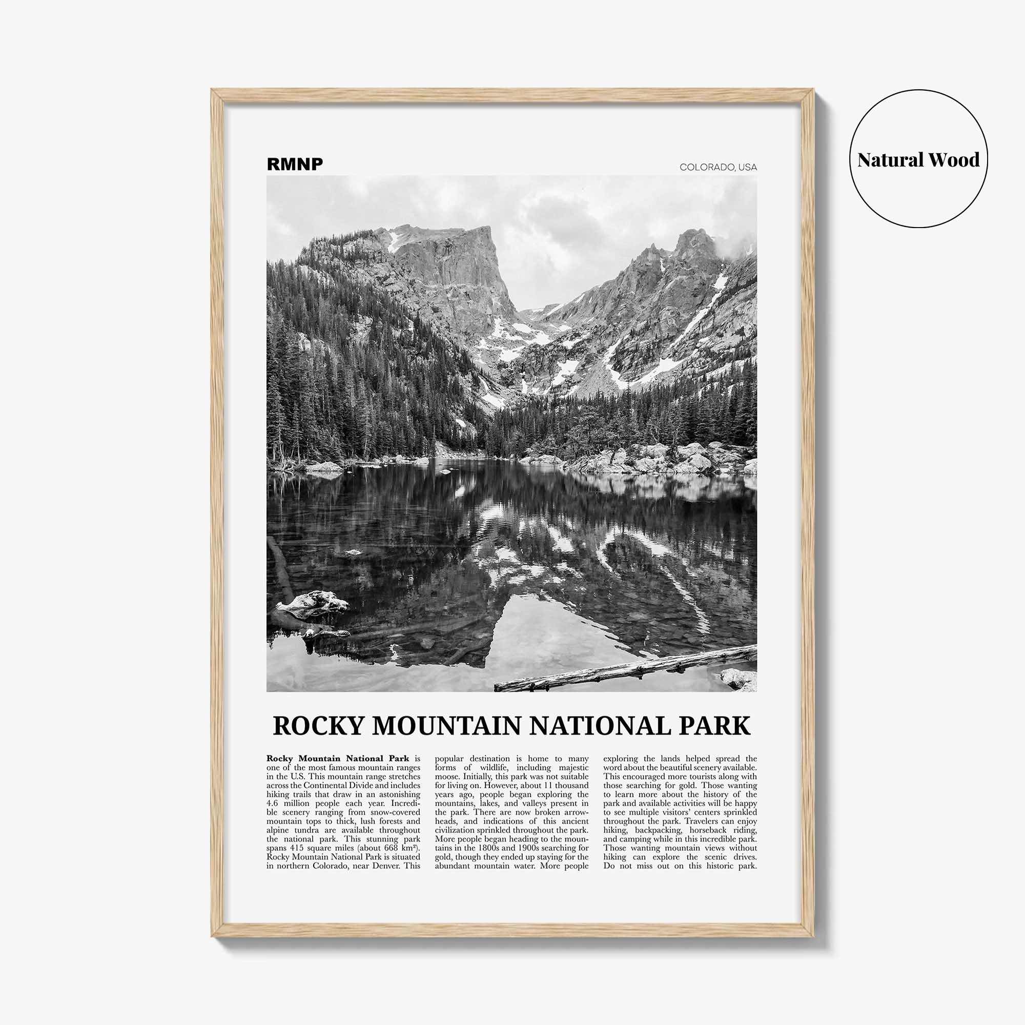 Rocky Mountain National Park Print Black and White, Rocky Mountain Wall Art, Rocky Mountain Poster, Rocky Mountain Photo, Colorado, USA