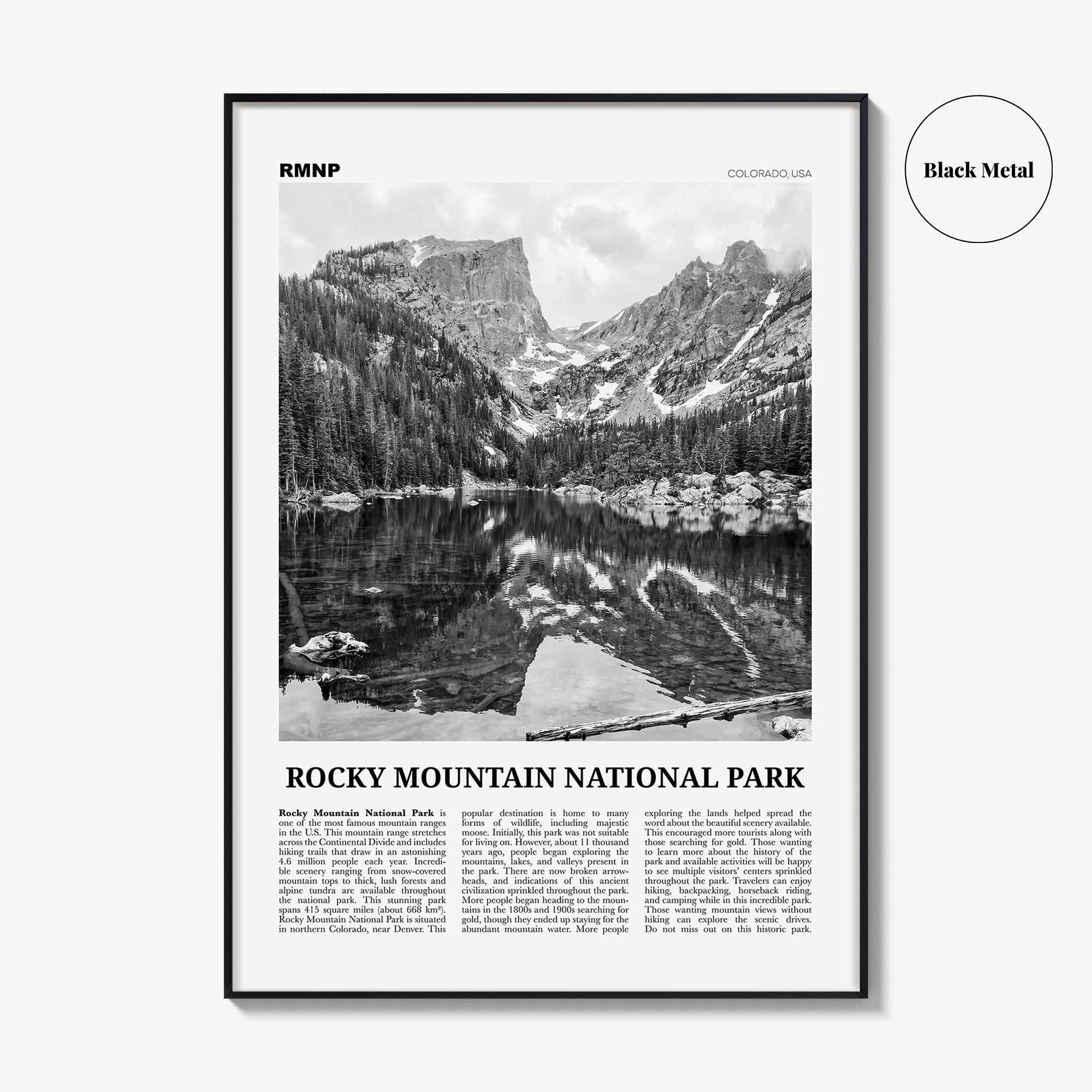Rocky Mountain National Park Print Black and White, Rocky Mountain Wall Art, Rocky Mountain Poster, Rocky Mountain Photo, Colorado, USA