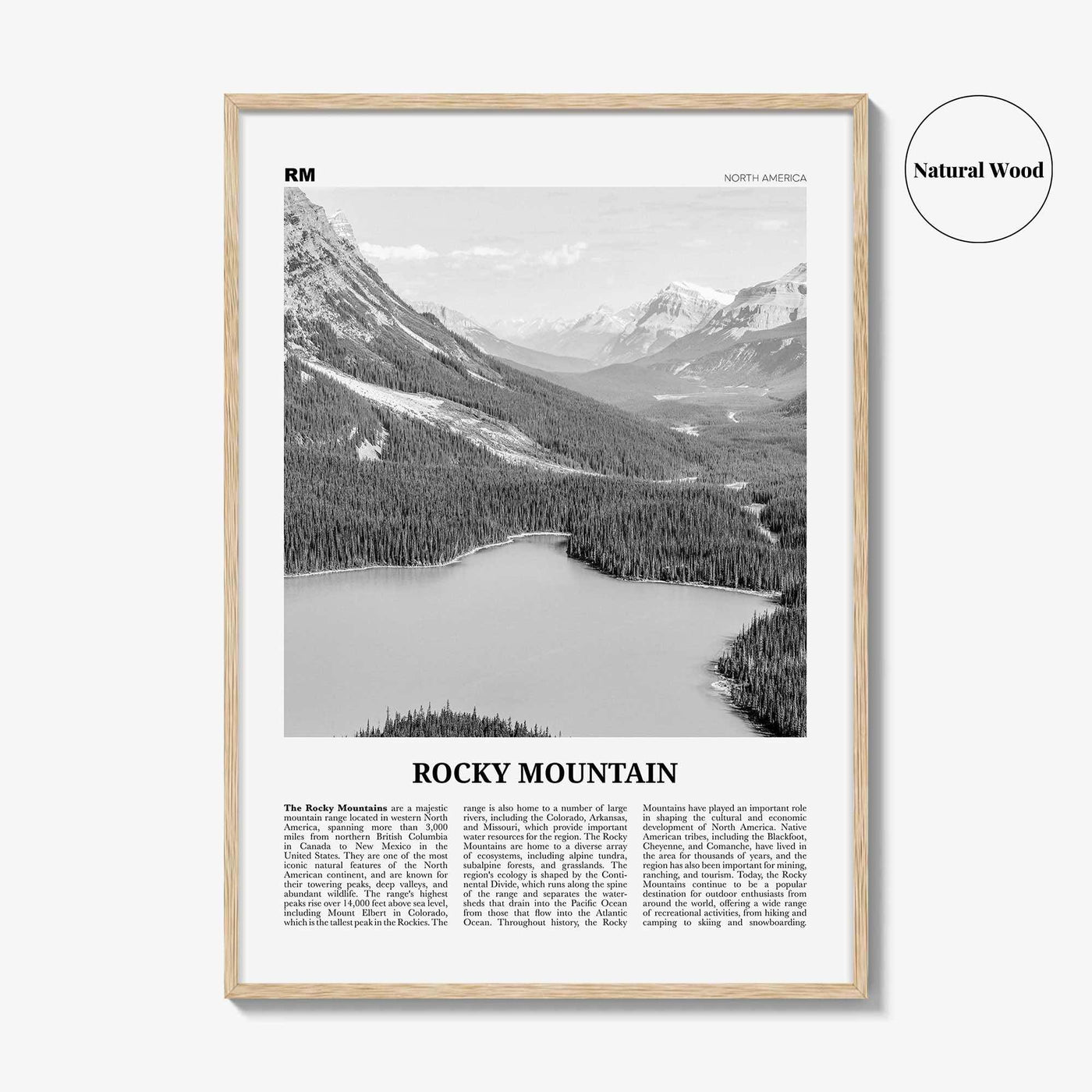 Rocky Mountain Print Black and White North America, Rocky Mountain Wall Art, Rocky Mountain Poster, Rocky Mountain Photo, North America