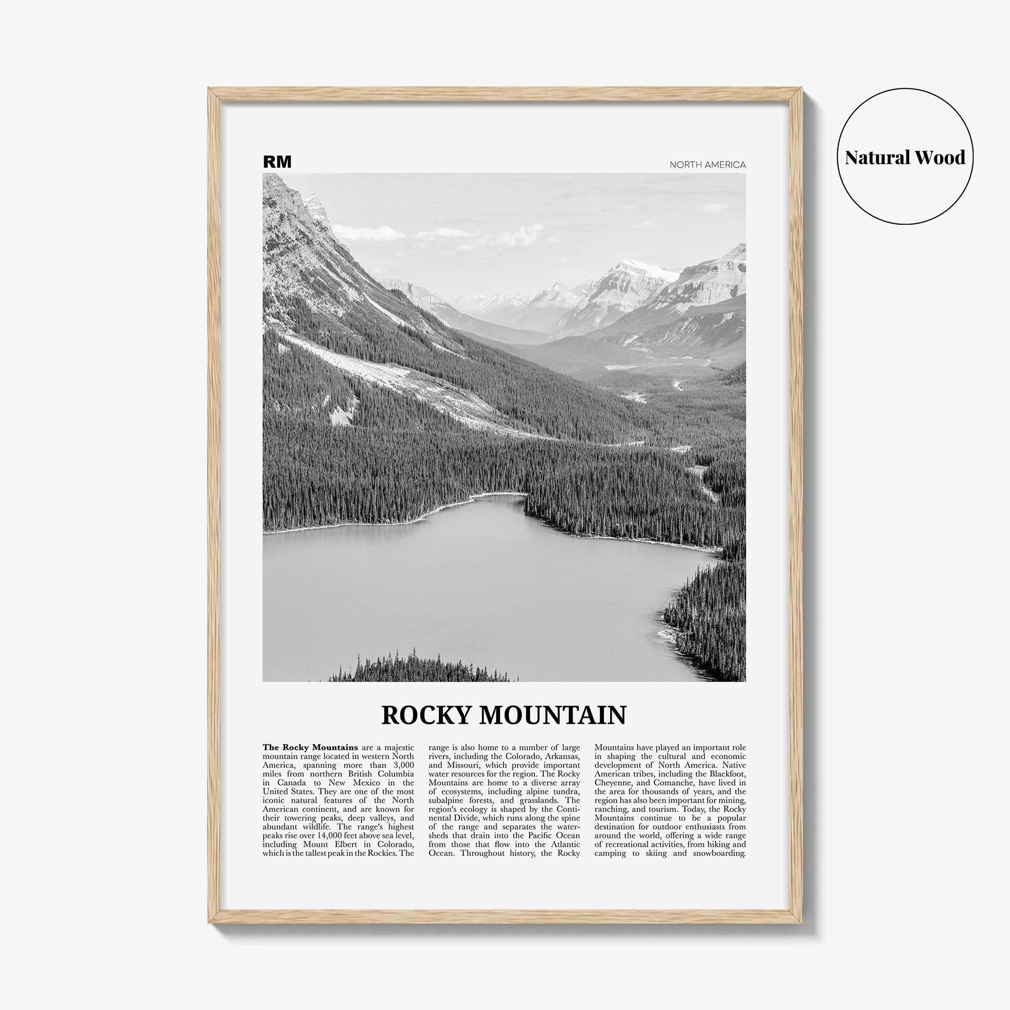 Rocky Mountain Print Black and White North America, Rocky Mountain Wall Art, Rocky Mountain Poster, Rocky Mountain Photo, North America