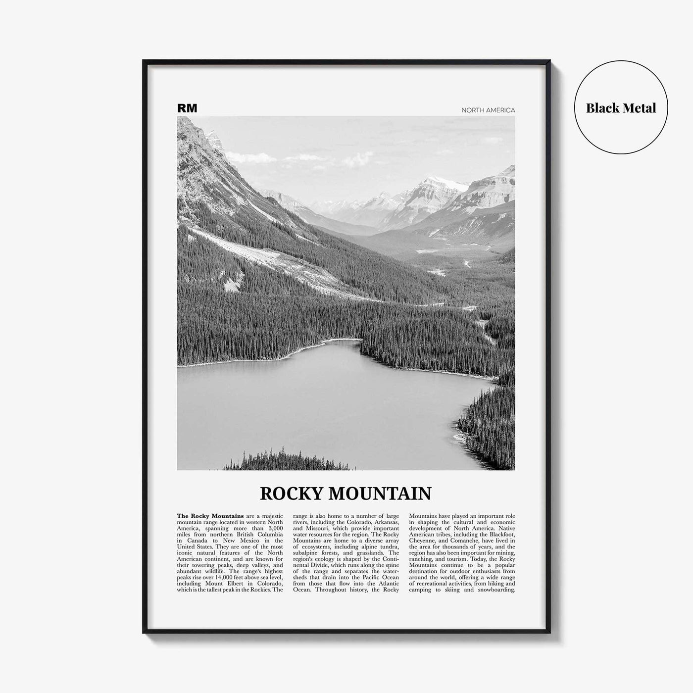 Rocky Mountain Print Black and White North America, Rocky Mountain Wall Art, Rocky Mountain Poster, Rocky Mountain Photo, North America