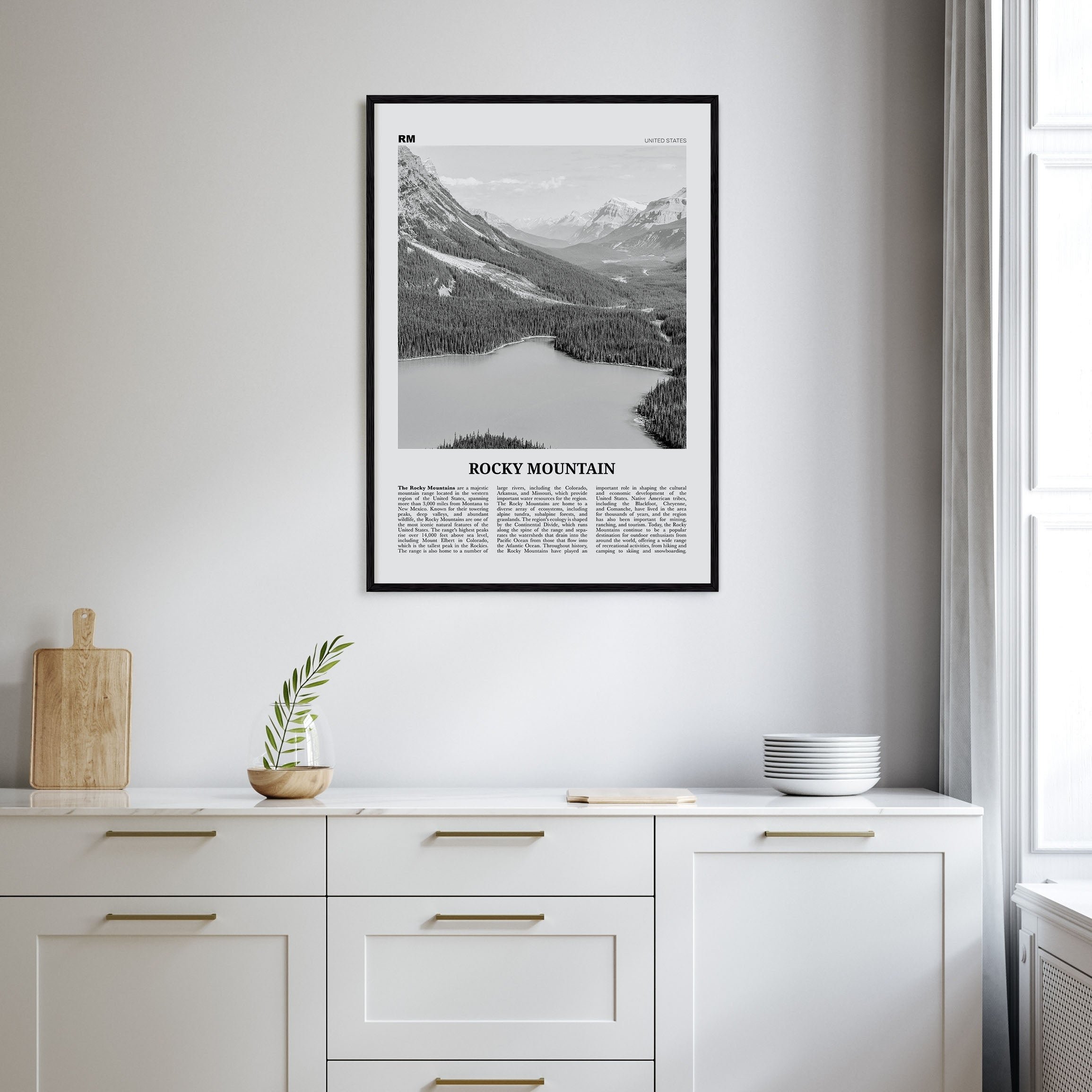 Rocky Mountain, United States Travel B&W Poster