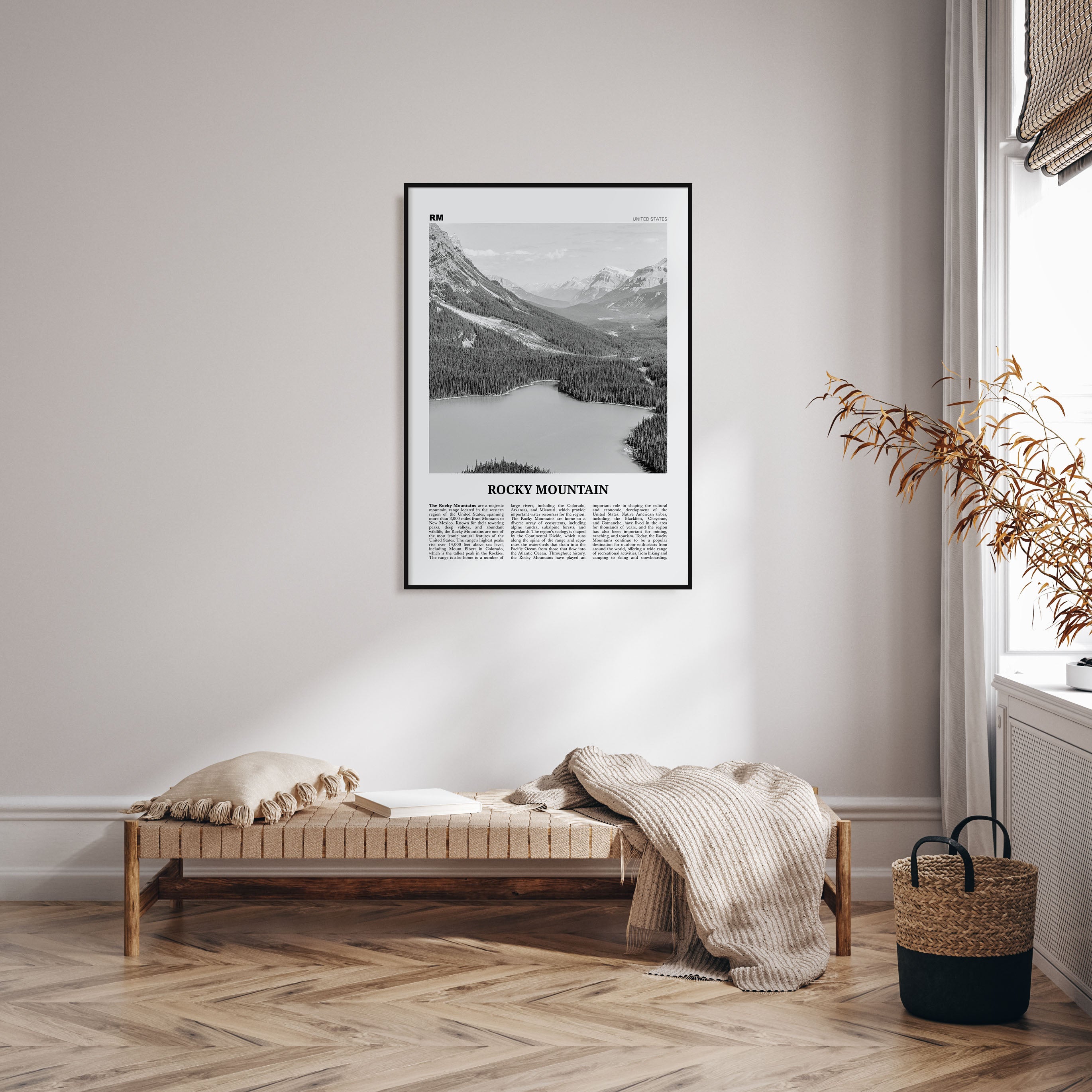 Rocky Mountain, United States Travel B&W Poster