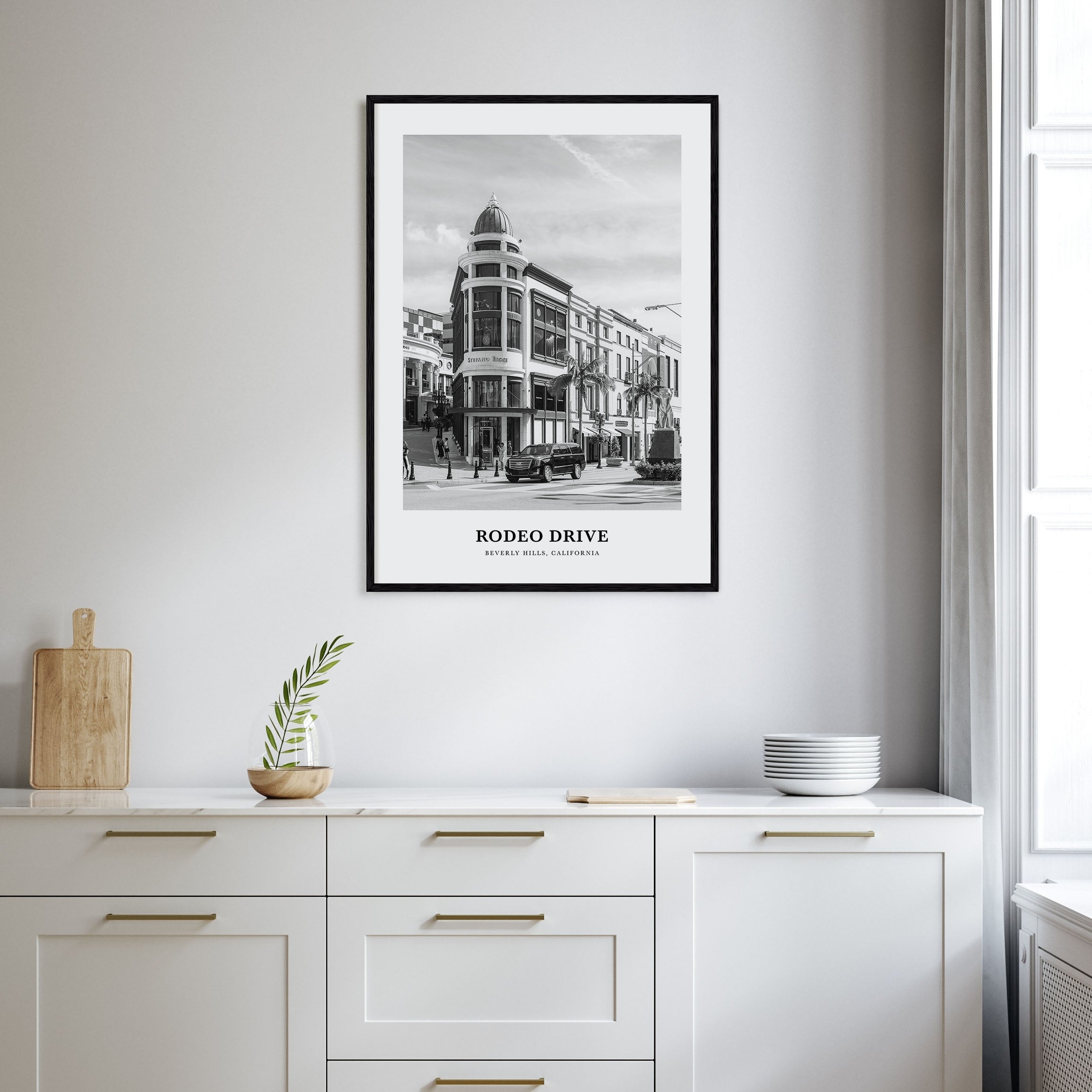 Rodeo Drive Portrait B&W Poster