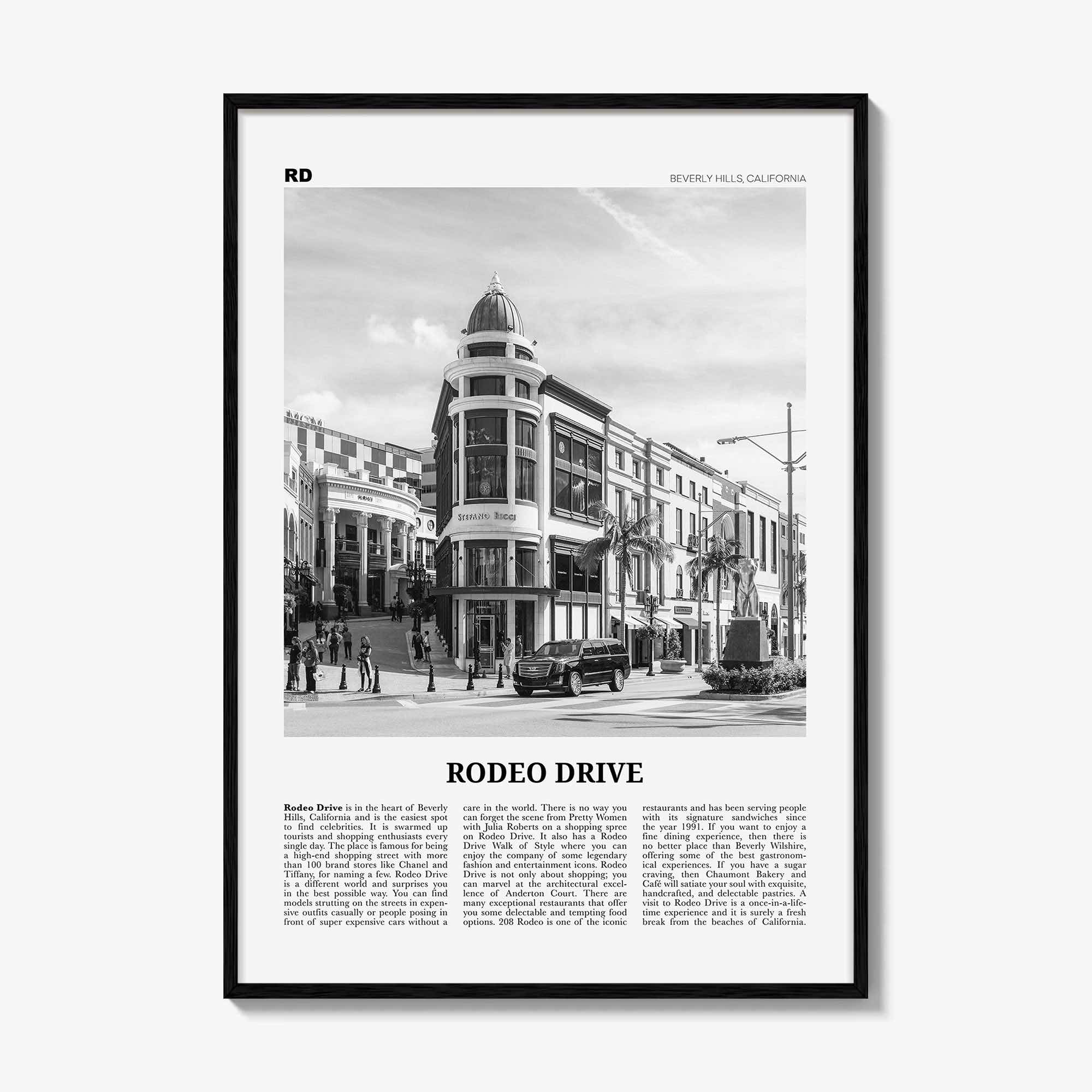 Rodeo Drive Print Black and White, Rodeo Drive Wall Art, Rodeo Drive Poster, Rodeo Drive Photo, Beverly Hills 90210, California, USA