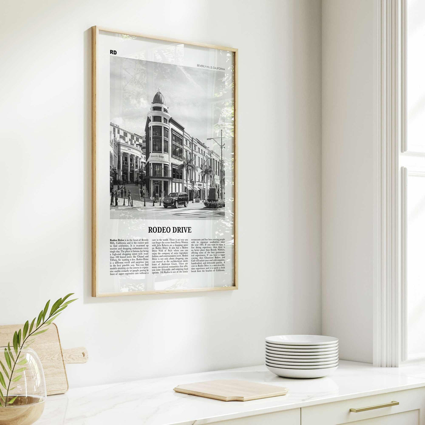 Rodeo Drive Print Black and White, Rodeo Drive Wall Art, Rodeo Drive Poster, Rodeo Drive Photo, Beverly Hills 90210, California, USA