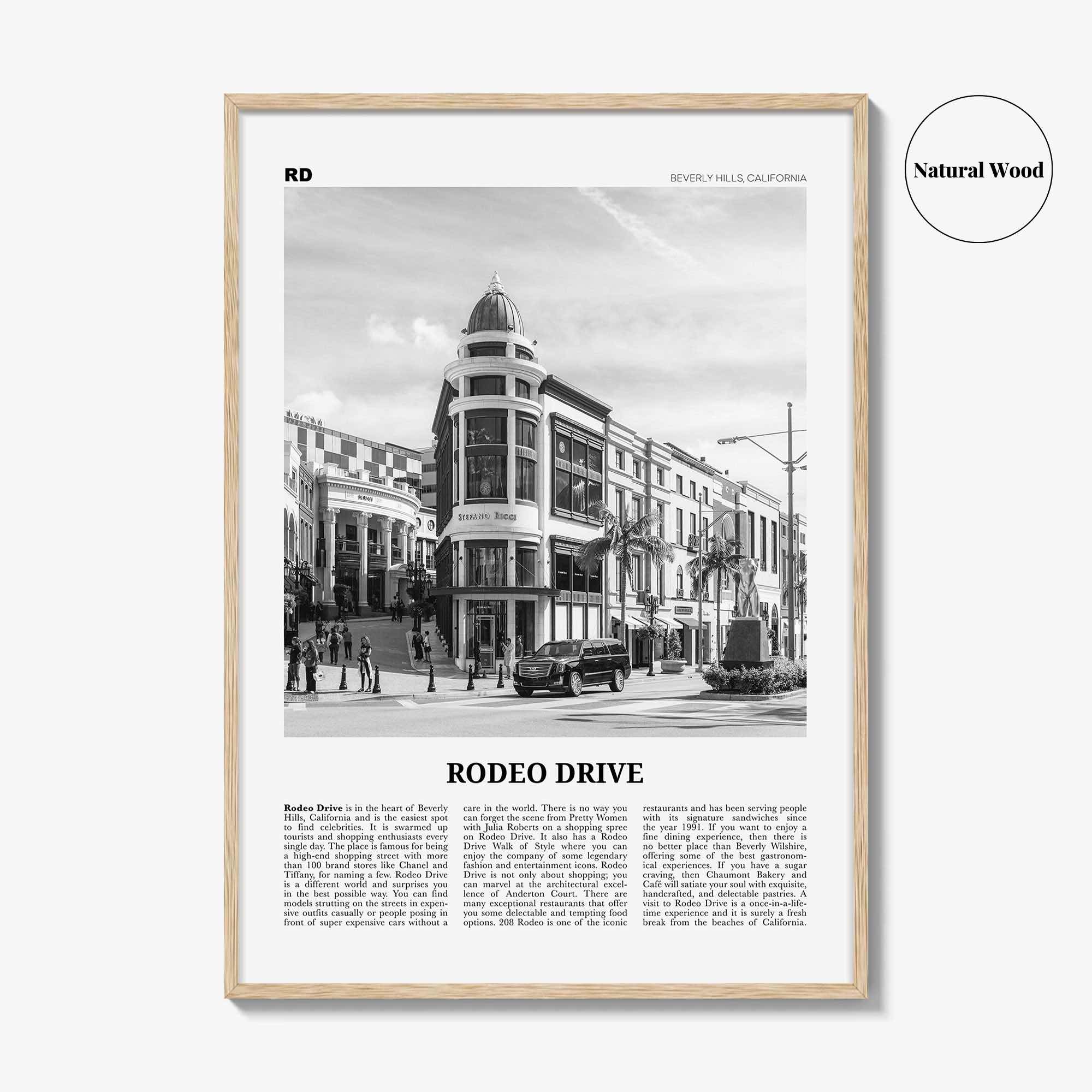 Rodeo Drive Print Black and White, Rodeo Drive Wall Art, Rodeo Drive Poster, Rodeo Drive Photo, Beverly Hills 90210, California, USA