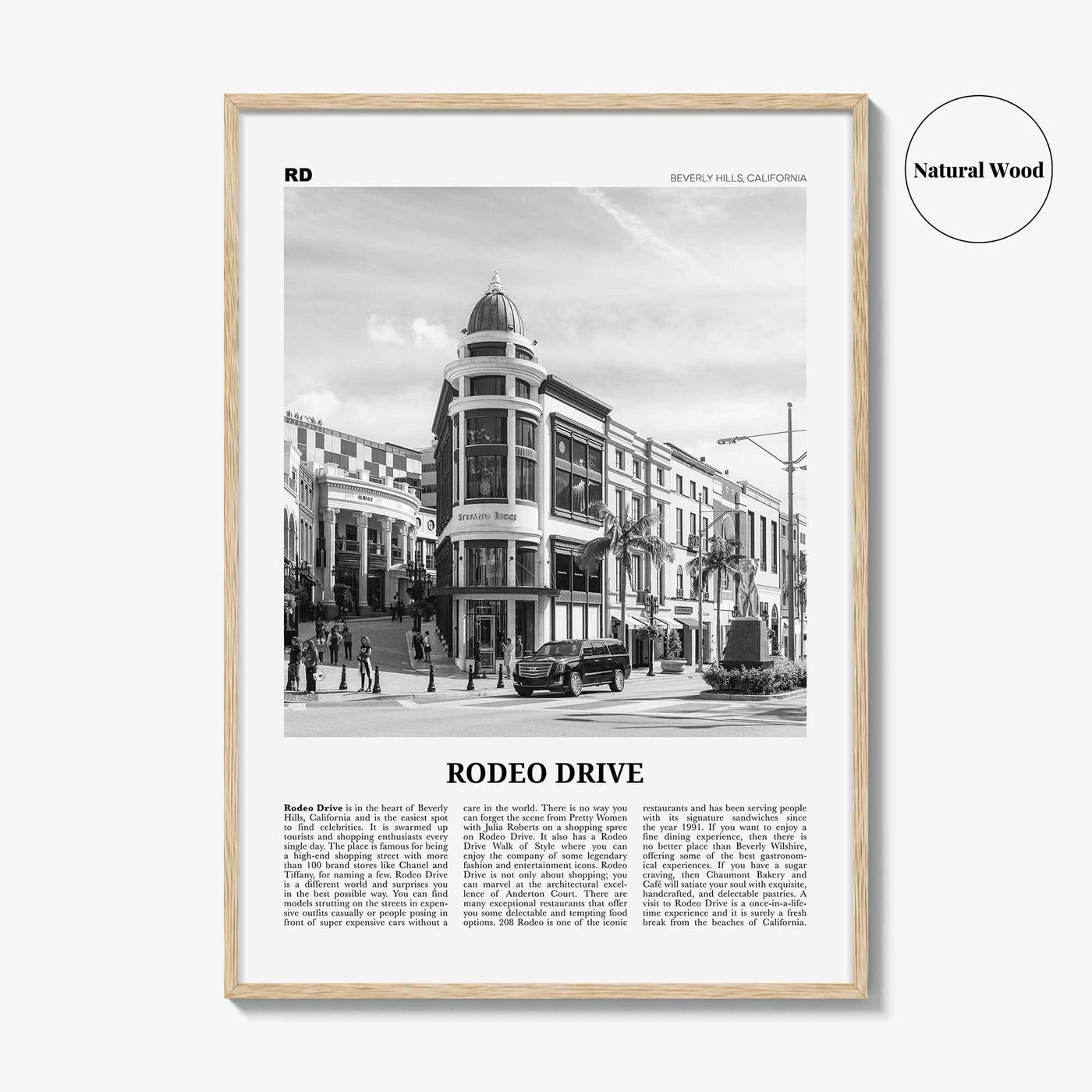 Rodeo Drive Print Black and White, Rodeo Drive Wall Art, Rodeo Drive Poster, Rodeo Drive Photo, Beverly Hills 90210, California, USA