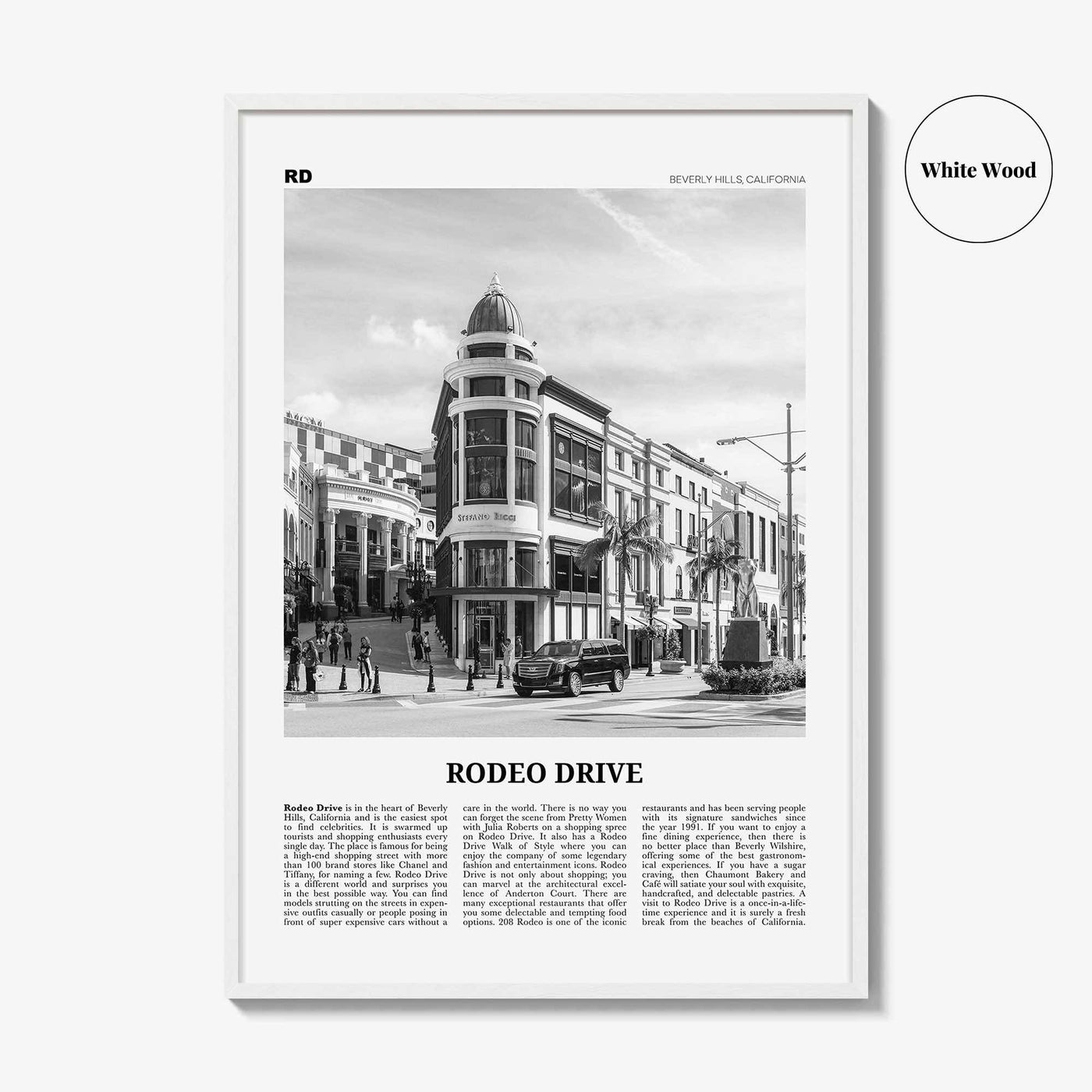 Rodeo Drive Print Black and White, Rodeo Drive Wall Art, Rodeo Drive Poster, Rodeo Drive Photo, Beverly Hills 90210, California, USA