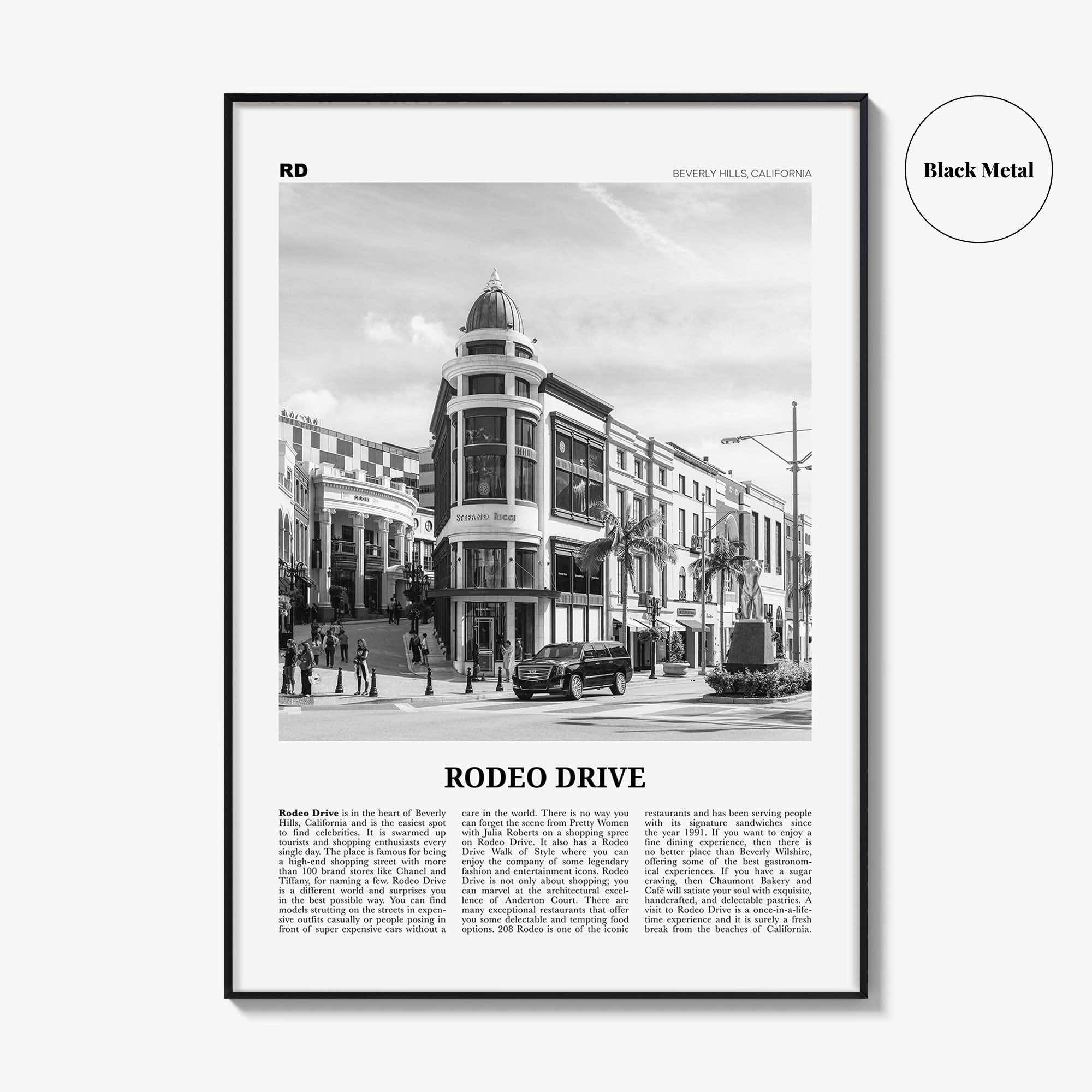 Rodeo Drive Print Black and White, Rodeo Drive Wall Art, Rodeo Drive Poster, Rodeo Drive Photo, Beverly Hills 90210, California, USA