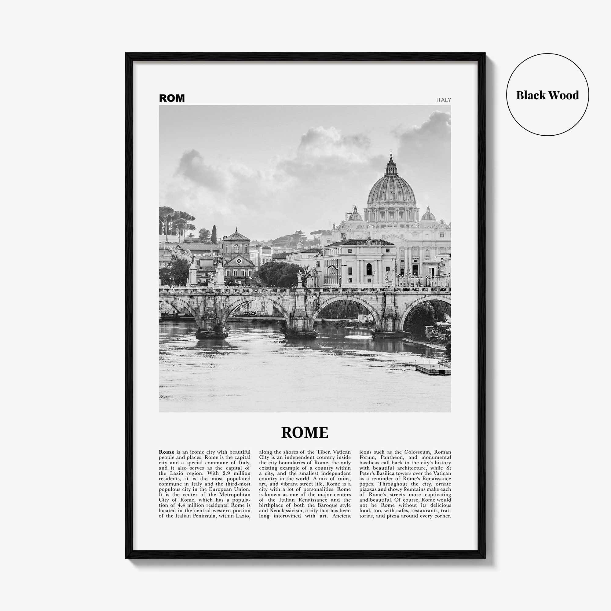 Rome Print Black and White No 1, Rome Wall Art, Rome Poster, Rome Photo, Rome Wall Decor, Ponte S Angelo, Italy, Roma, Italia, Lazio