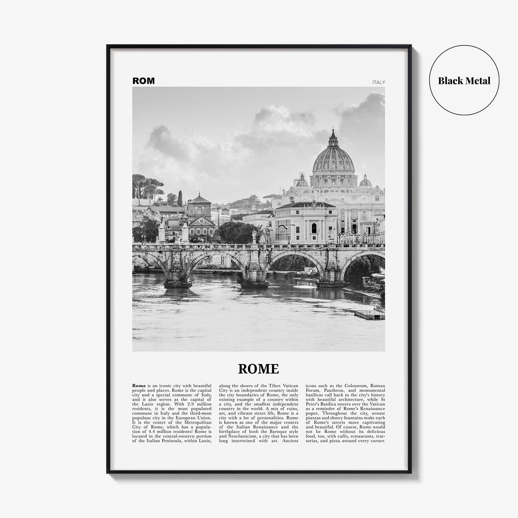 Rome Print Black and White No 1, Rome Wall Art, Rome Poster, Rome Photo, Rome Wall Decor, Ponte S Angelo, Italy, Roma, Italia, Lazio