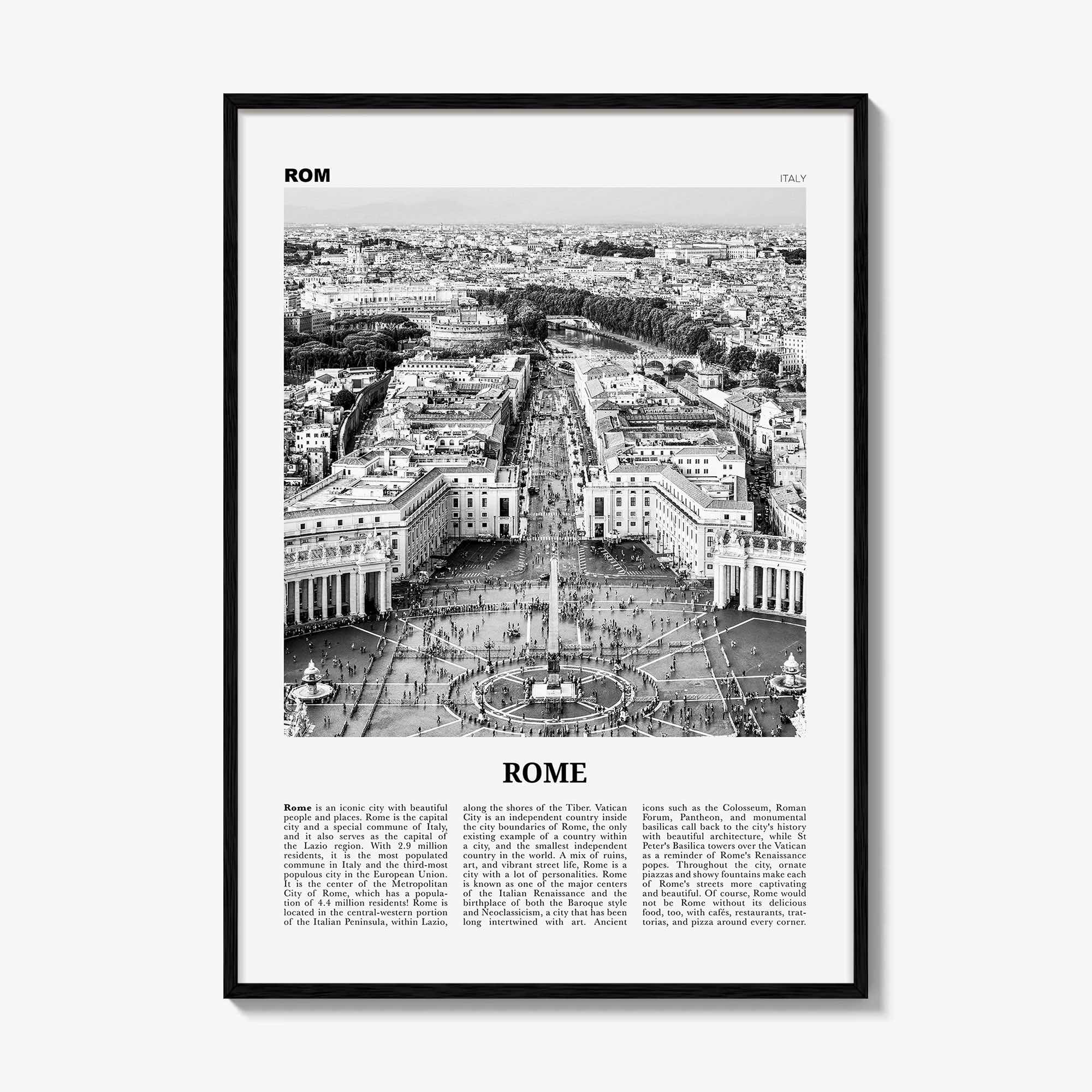 Rome Print Black and White No 3, Rome Wall Art, Rome Poster, Rome Photo, Rome Wall Decor, Italy, Roma, Italia, Lazio, Europe