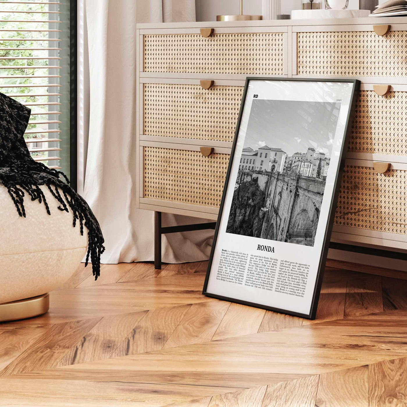 Ronda Print Black and White, Ronda Wall Art, Ronda Poster, Ronda Photo, Ronda Wall Décor, Ronda Map, Spain