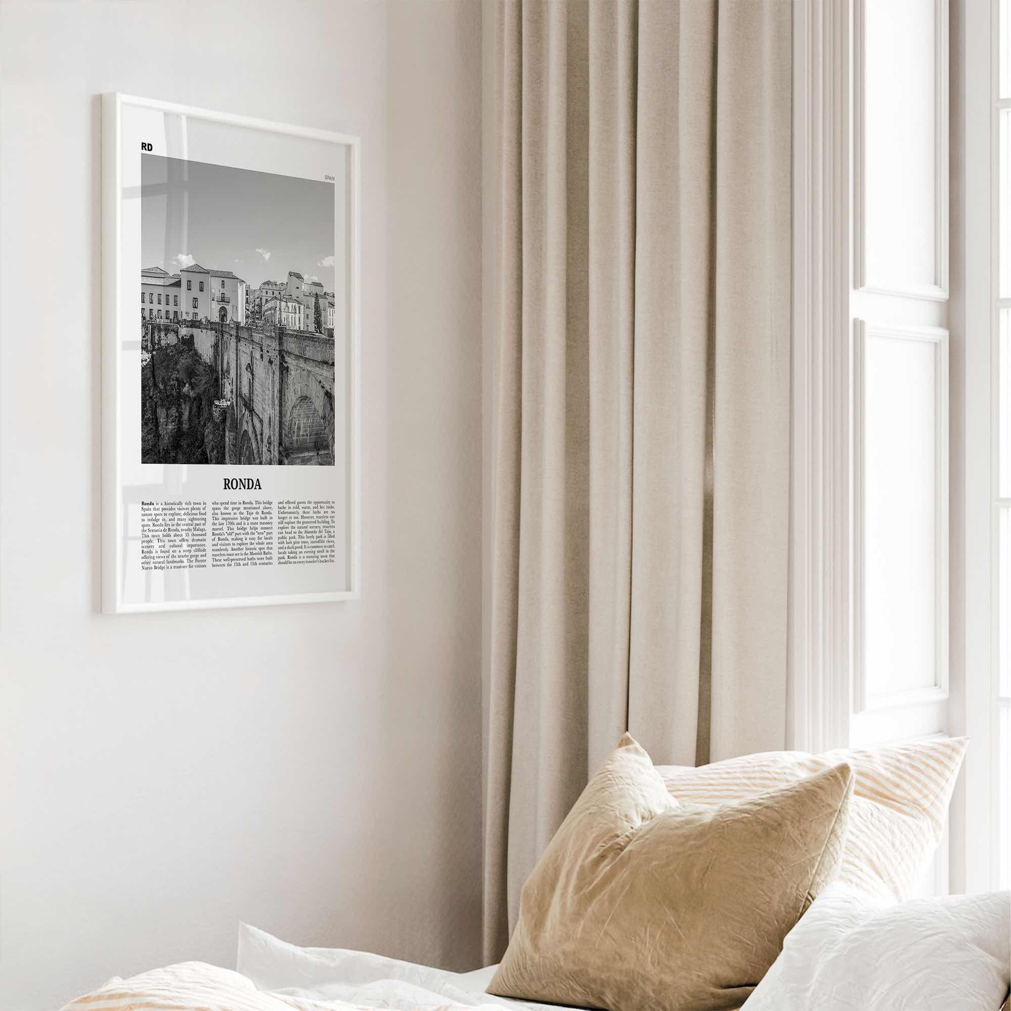 Ronda Print Black and White, Ronda Wall Art, Ronda Poster, Ronda Photo, Ronda Wall Décor, Ronda Map, Spain