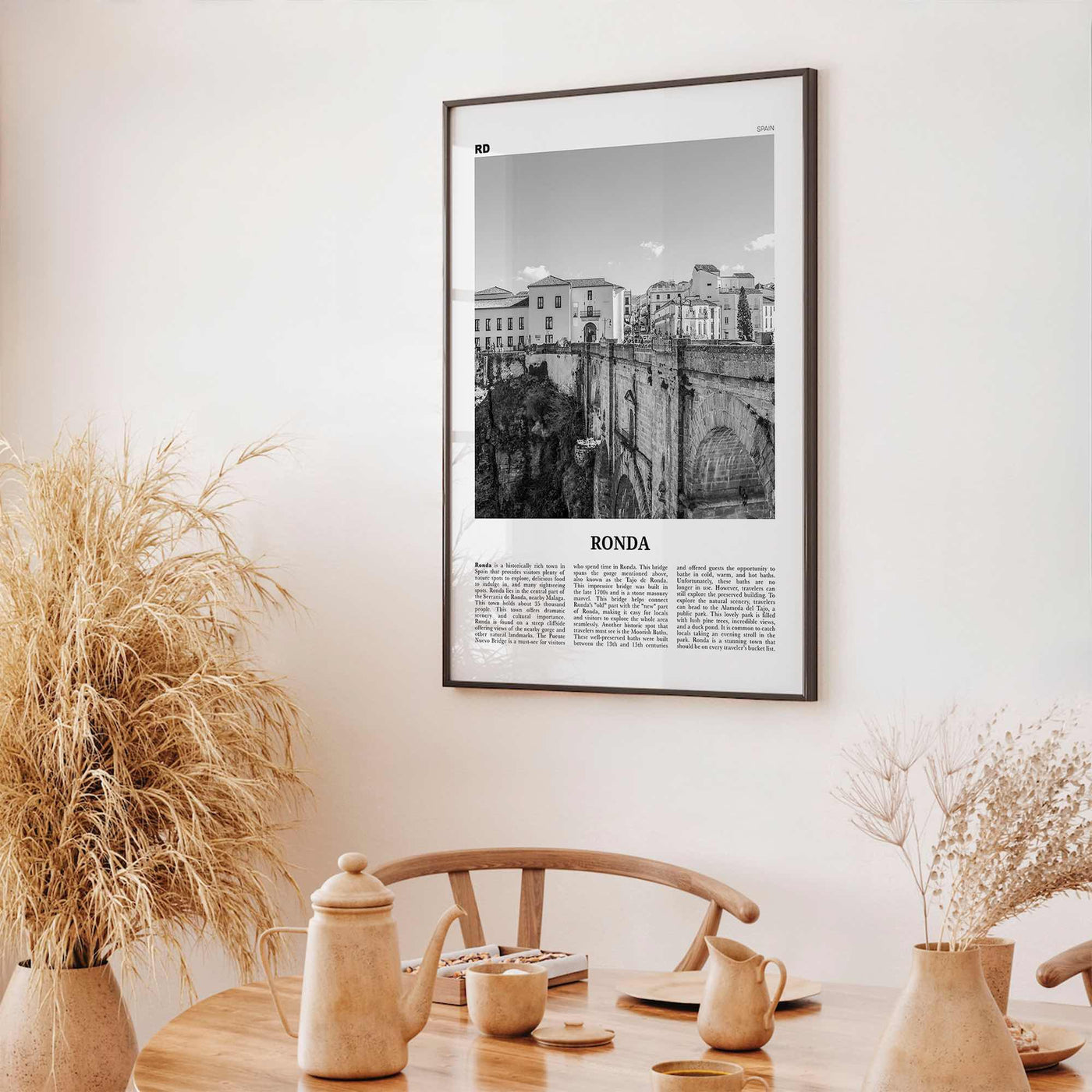 Ronda Print Black and White, Ronda Wall Art, Ronda Poster, Ronda Photo, Ronda Wall Décor, Ronda Map, Spain