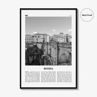 Ronda Print Black and White, Ronda Wall Art, Ronda Poster, Ronda Photo, Ronda Wall Décor, Ronda Map, Spain