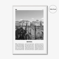 Ronda Print Black and White, Ronda Wall Art, Ronda Poster, Ronda Photo, Ronda Wall Décor, Ronda Map, Spain