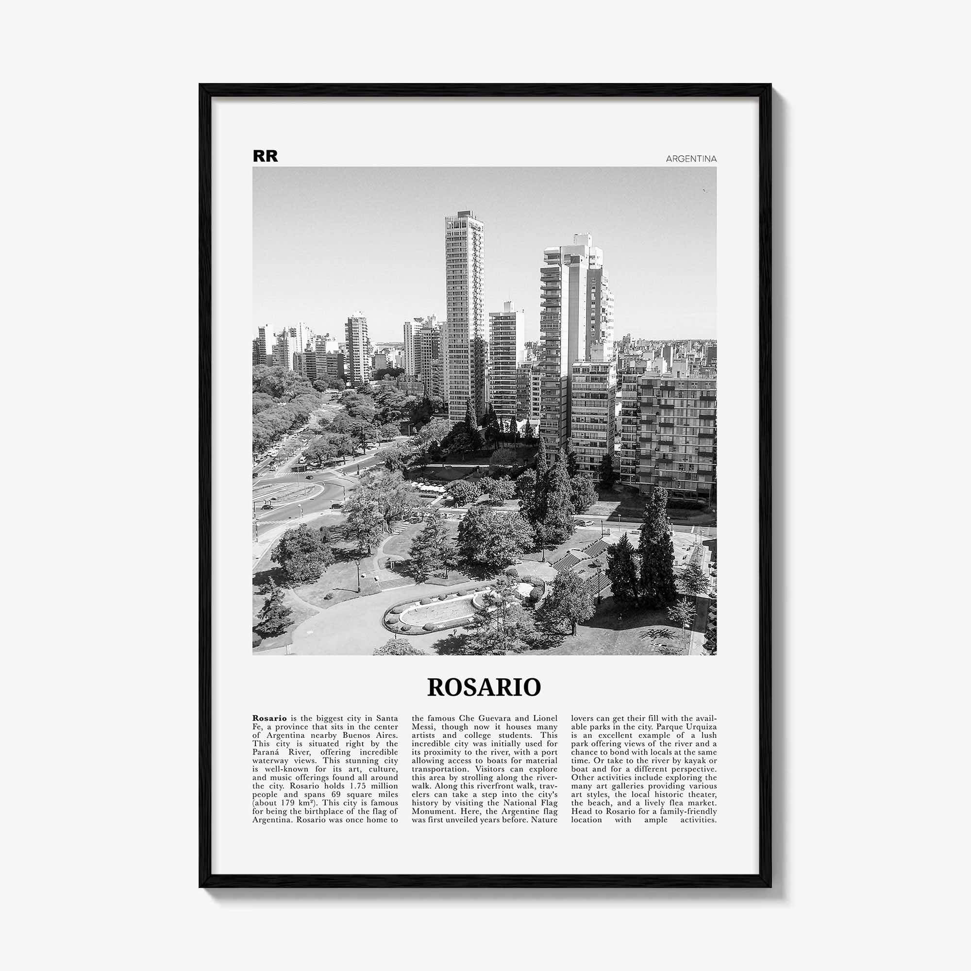 Rosario Print Black and White No 1, Rosario Wall Art, Rosario Poster, Rosario Photo, Rosario Wall Décor, Rosario Map, Argentina