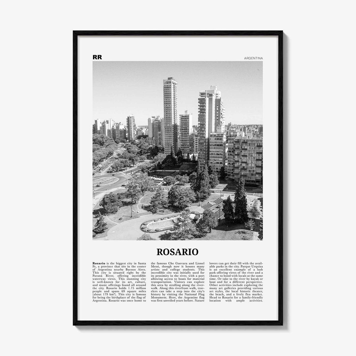 Rosario Print Black and White No 1, Rosario Wall Art, Rosario Poster, Rosario Photo, Rosario Wall Décor, Rosario Map, Argentina