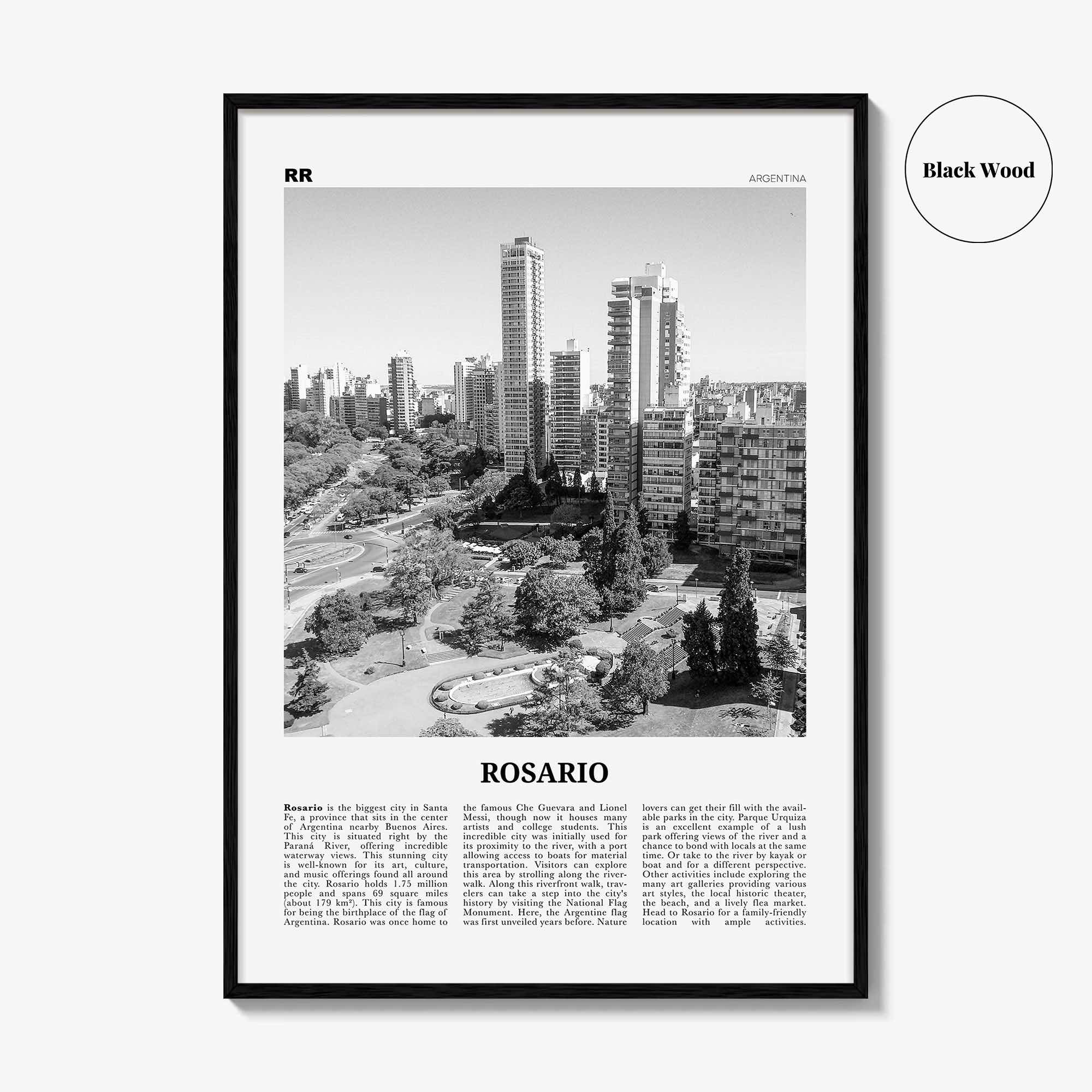 Rosario Print Black and White No 1, Rosario Wall Art, Rosario Poster, Rosario Photo, Rosario Wall Décor, Rosario Map, Argentina