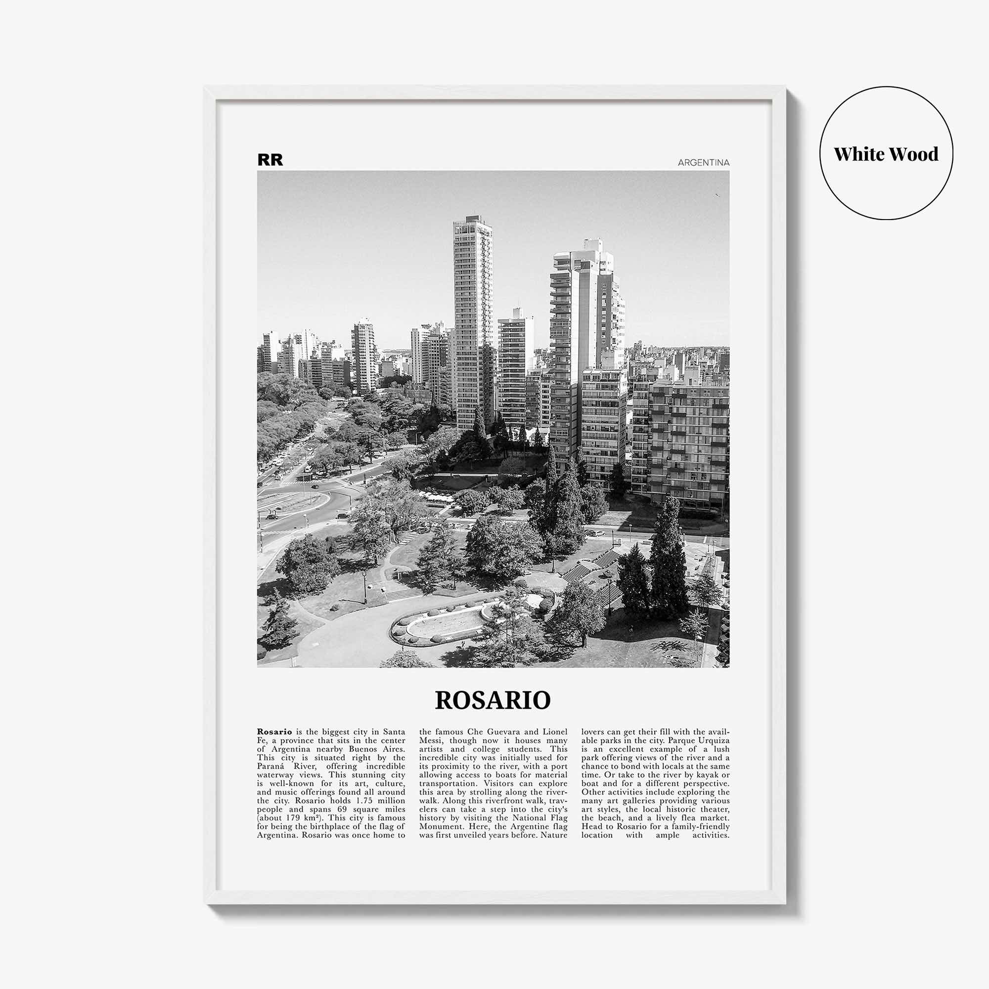 Rosario Print Black and White No 1, Rosario Wall Art, Rosario Poster, Rosario Photo, Rosario Wall Décor, Rosario Map, Argentina
