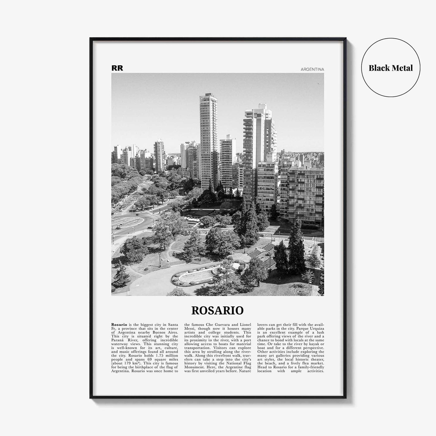 Rosario Print Black and White No 1, Rosario Wall Art, Rosario Poster, Rosario Photo, Rosario Wall Décor, Rosario Map, Argentina