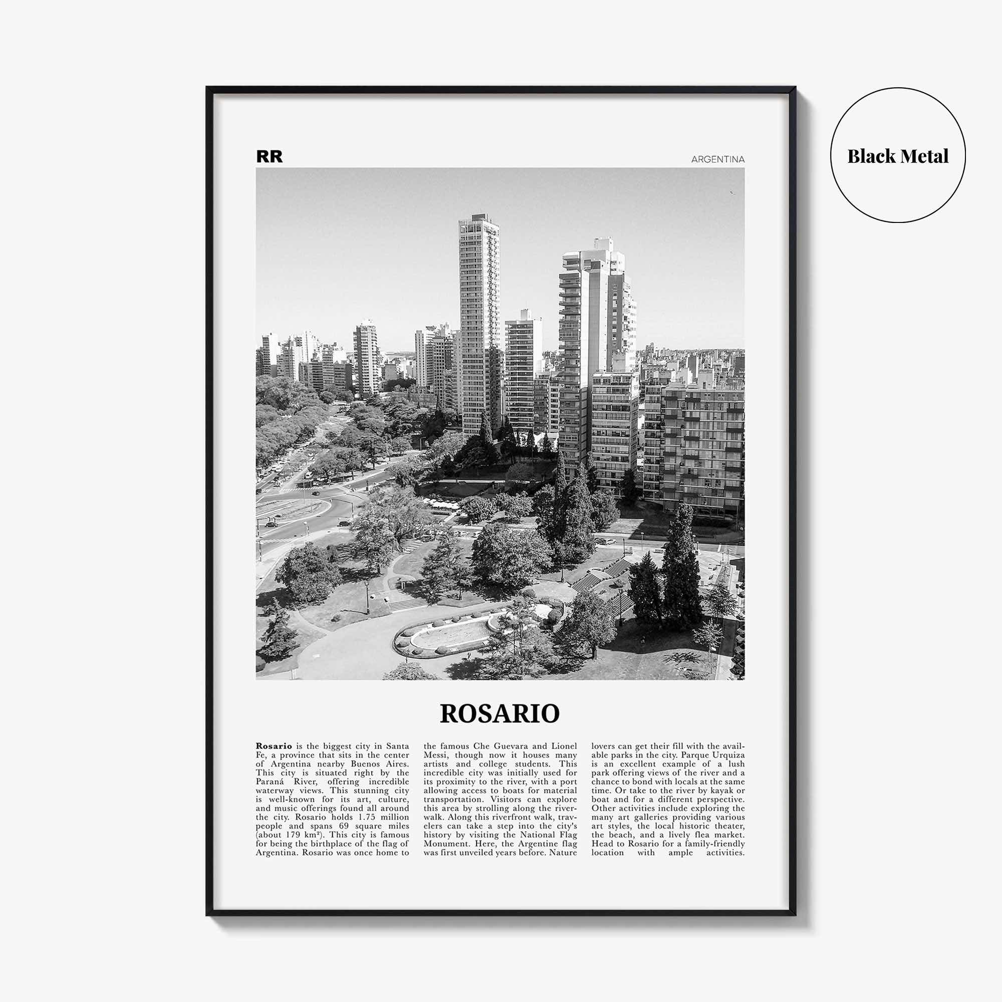 Rosario Print Black and White No 1, Rosario Wall Art, Rosario Poster, Rosario Photo, Rosario Wall Décor, Rosario Map, Argentina