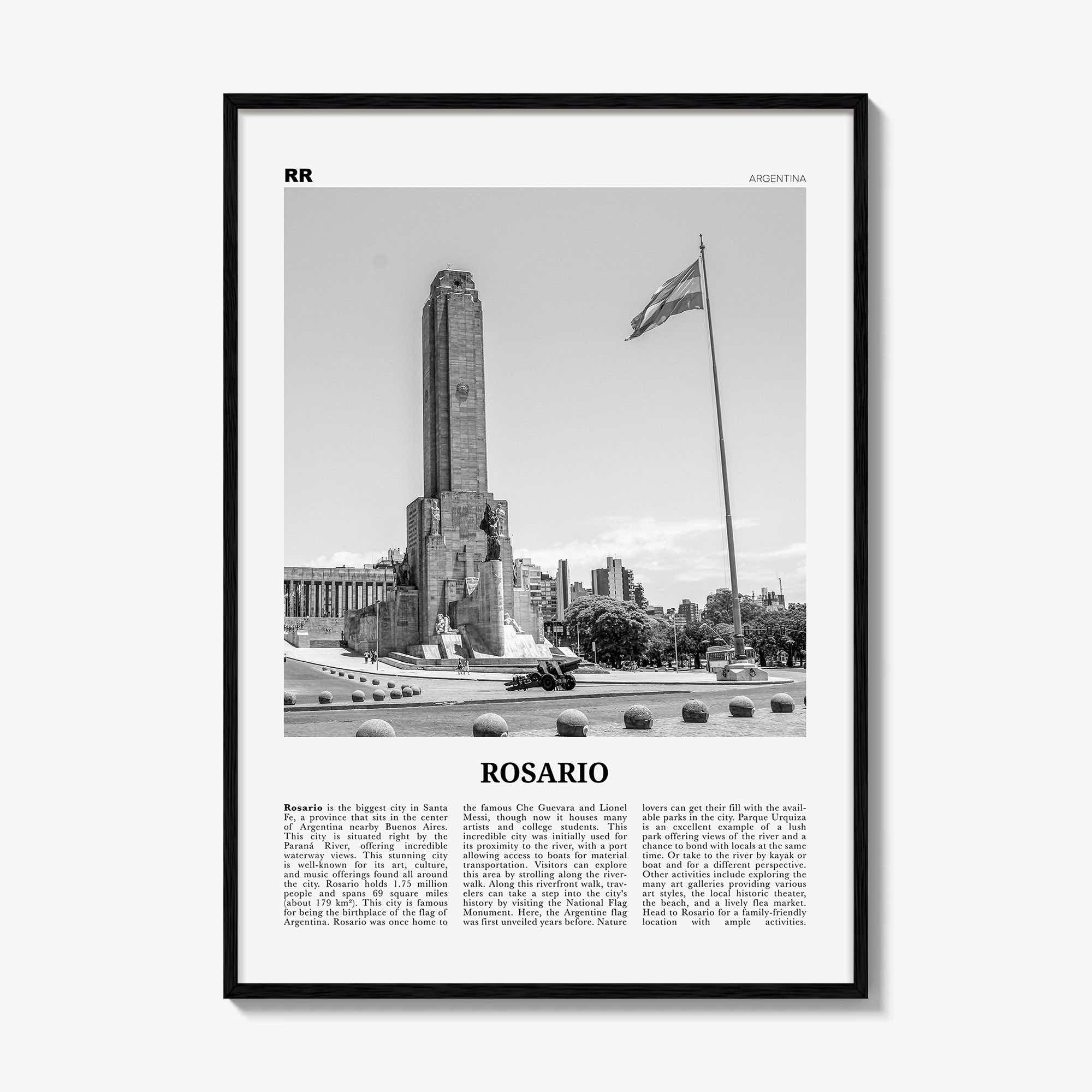 Rosario Print Black and White No 2, Rosario Wall Art, Rosario Poster, Rosario Photo, Rosario Wall Décor, Rosario Map, Argentina