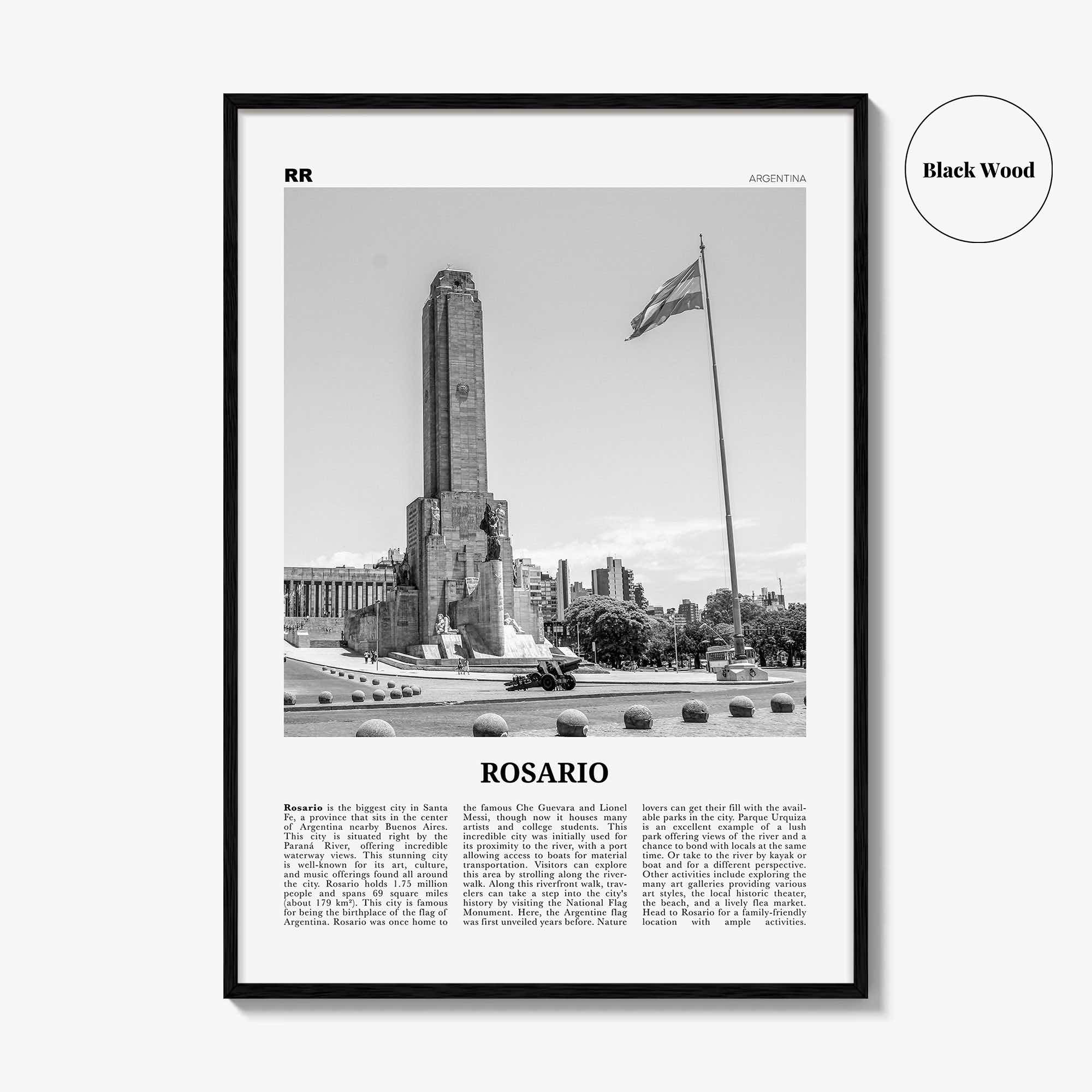 Rosario Print Black and White No 2, Rosario Wall Art, Rosario Poster, Rosario Photo, Rosario Wall Décor, Rosario Map, Argentina