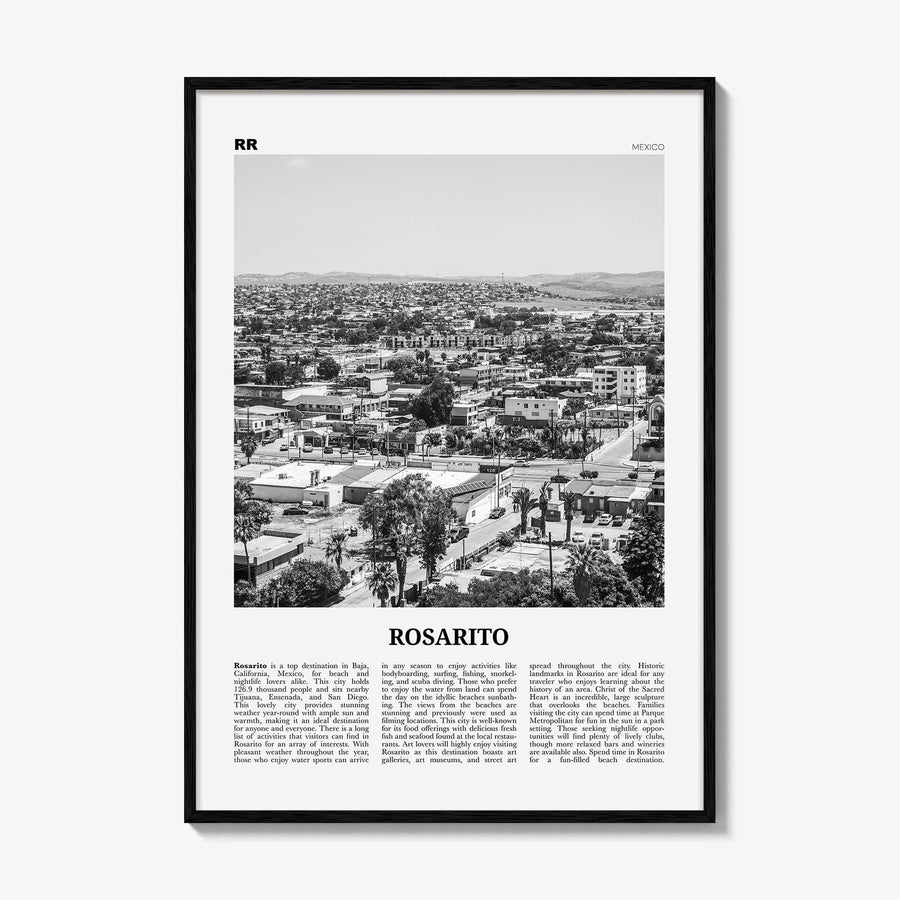 Rosarito Print Black and White, Rosarito Wall Art, Rosarito Poster, Rosarito Photo, Rosarito Wall Décor, Rosarito Map, Mexico