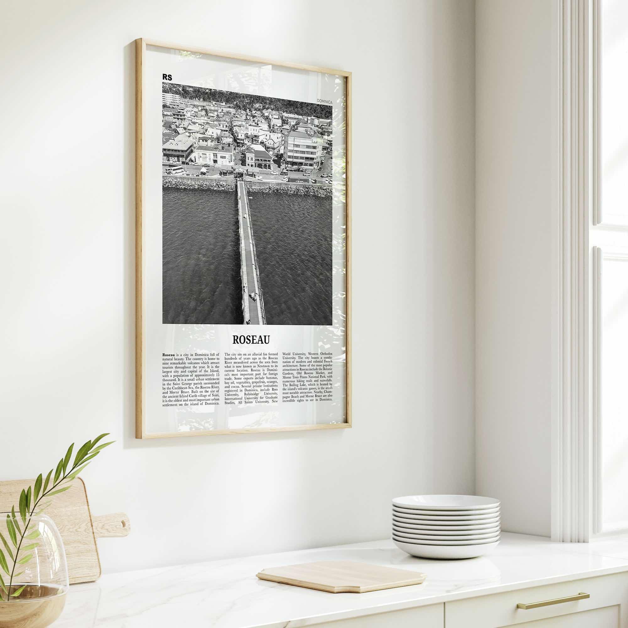 Roseau Print Black and White, Roseau Wall Art, Roseau Poster, Roseau Photo, Roseau Wall Décor, Dominica, Caribbean