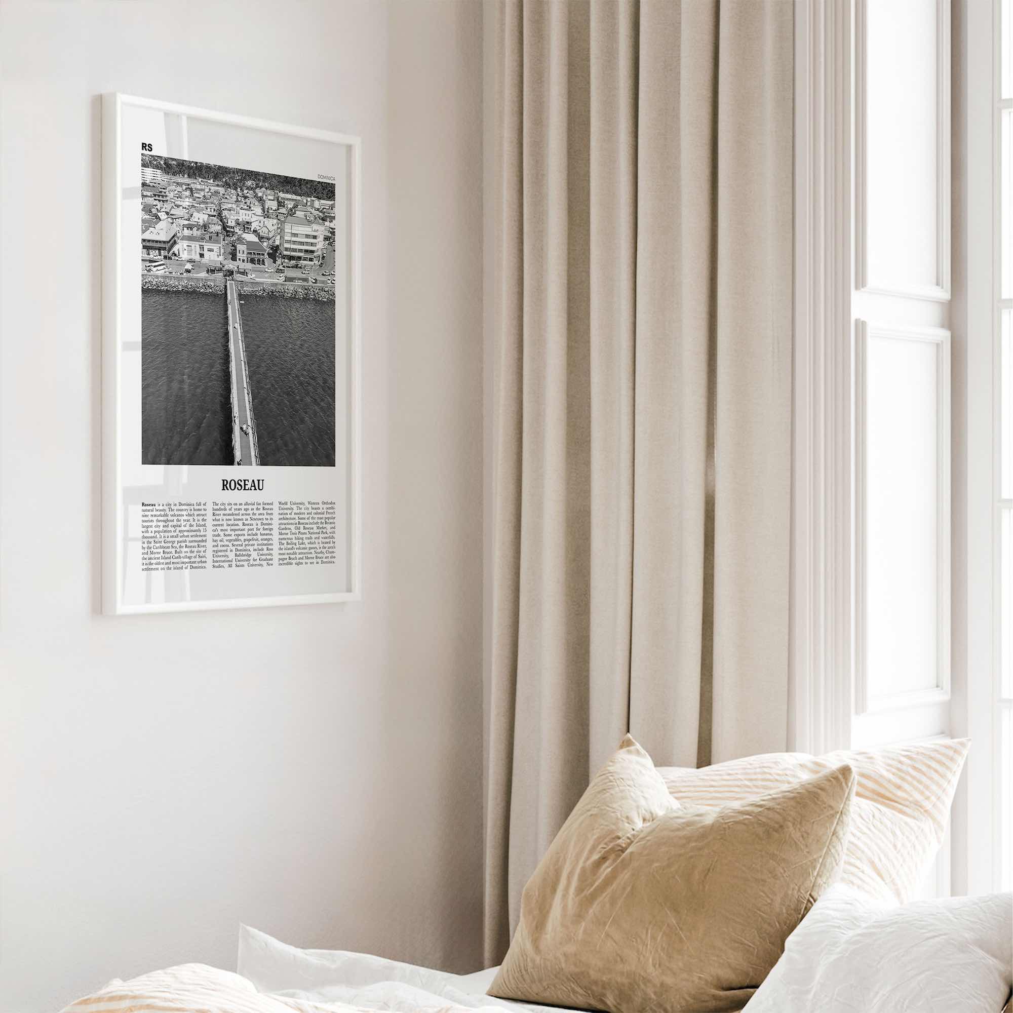 Roseau Print Black and White, Roseau Wall Art, Roseau Poster, Roseau Photo, Roseau Wall Décor, Dominica, Caribbean