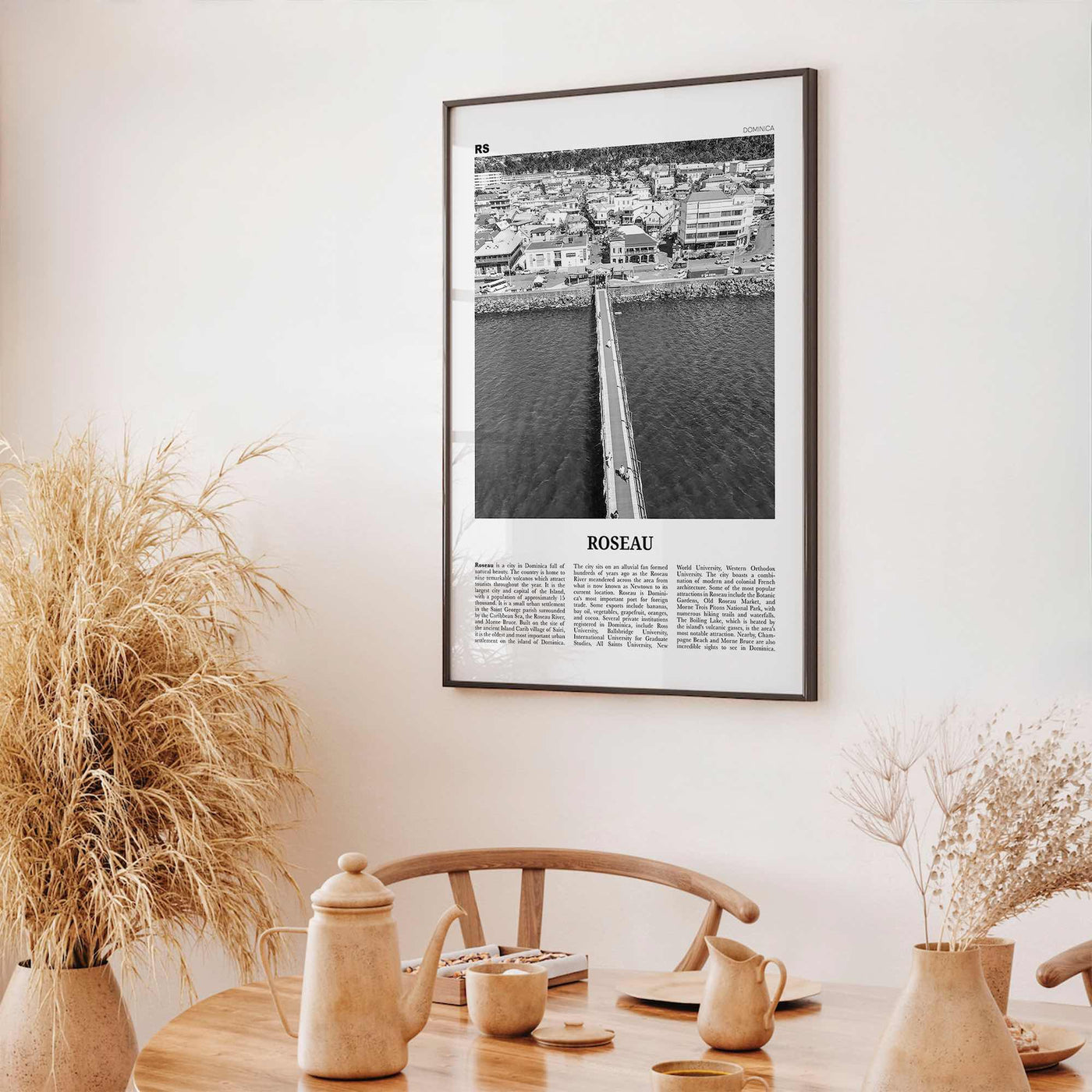 Roseau Print Black and White, Roseau Wall Art, Roseau Poster, Roseau Photo, Roseau Wall Décor, Dominica, Caribbean