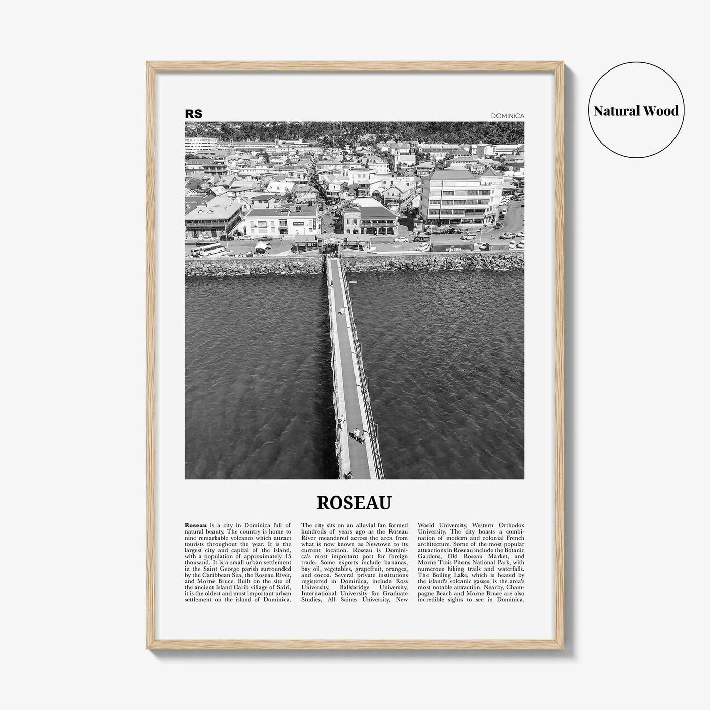 Roseau Print Black and White, Roseau Wall Art, Roseau Poster, Roseau Photo, Roseau Wall Décor, Dominica, Caribbean