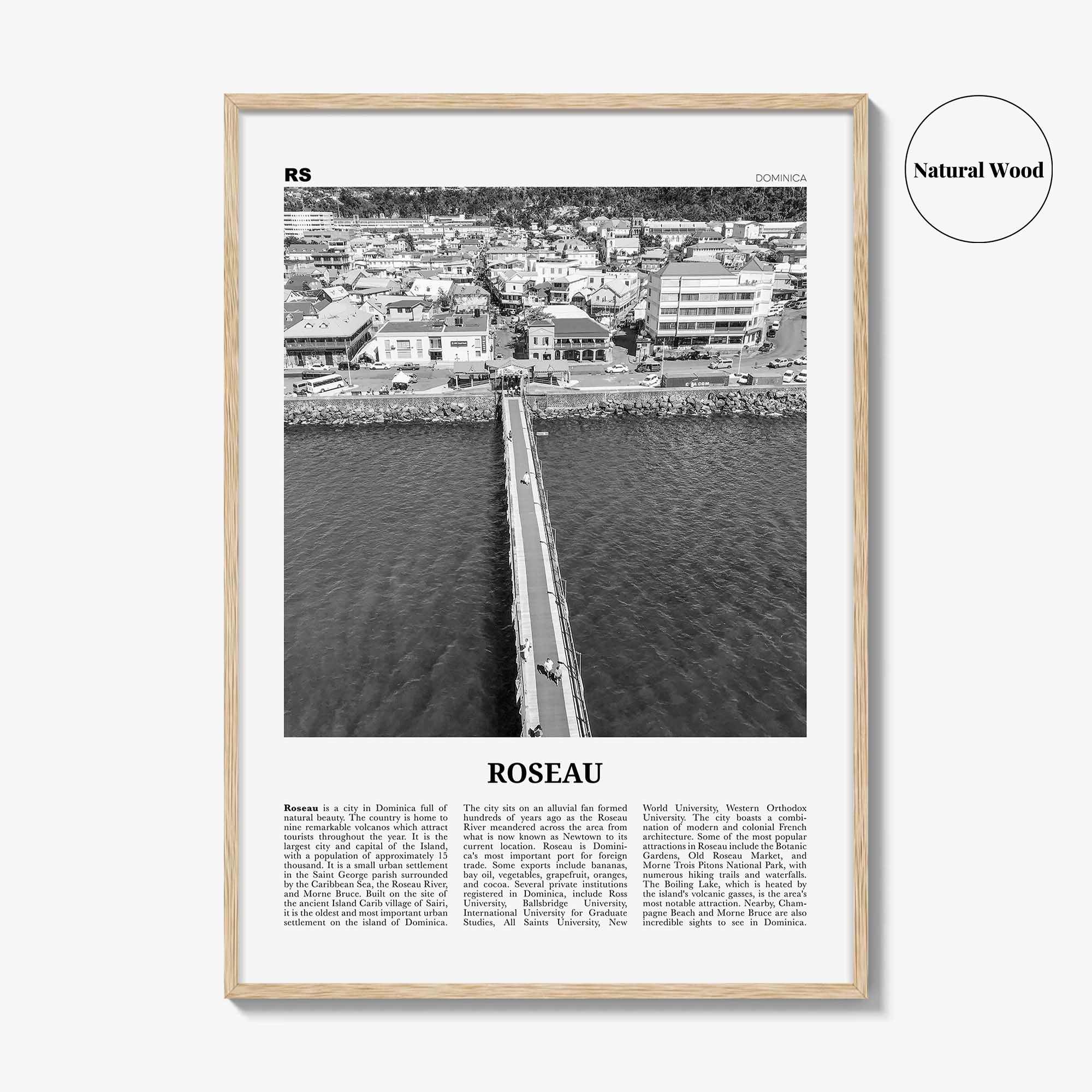 Roseau Print Black and White, Roseau Wall Art, Roseau Poster, Roseau Photo, Roseau Wall Décor, Dominica, Caribbean