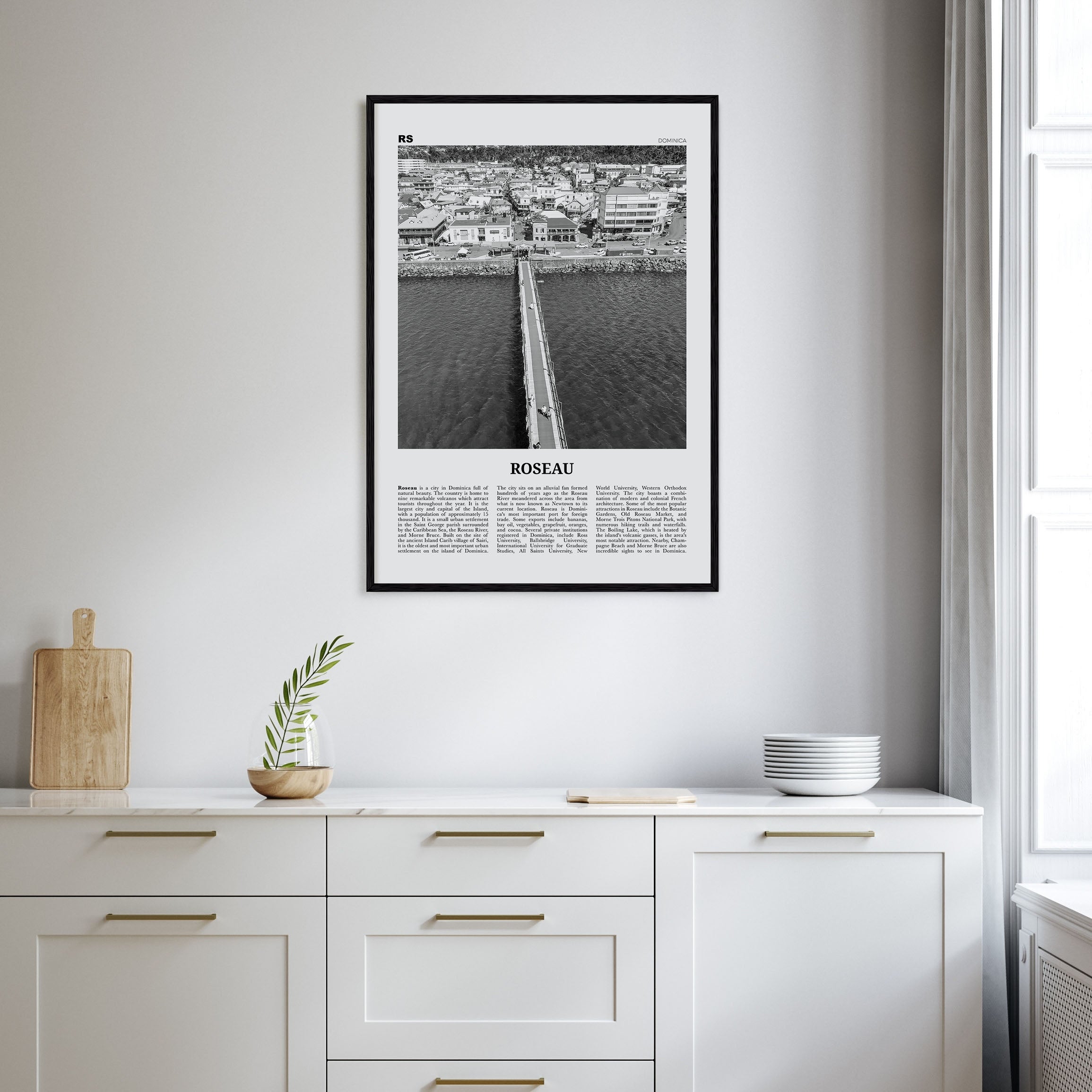 Roseau Travel B&W Poster
