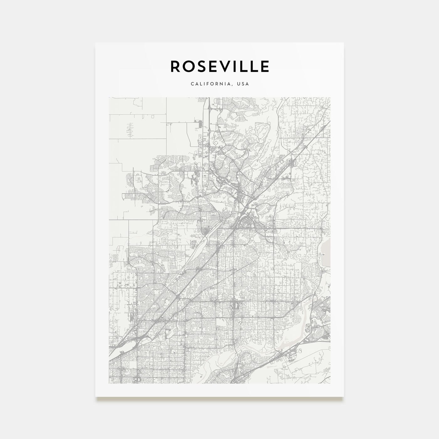 Roseville Map Portrait Poster