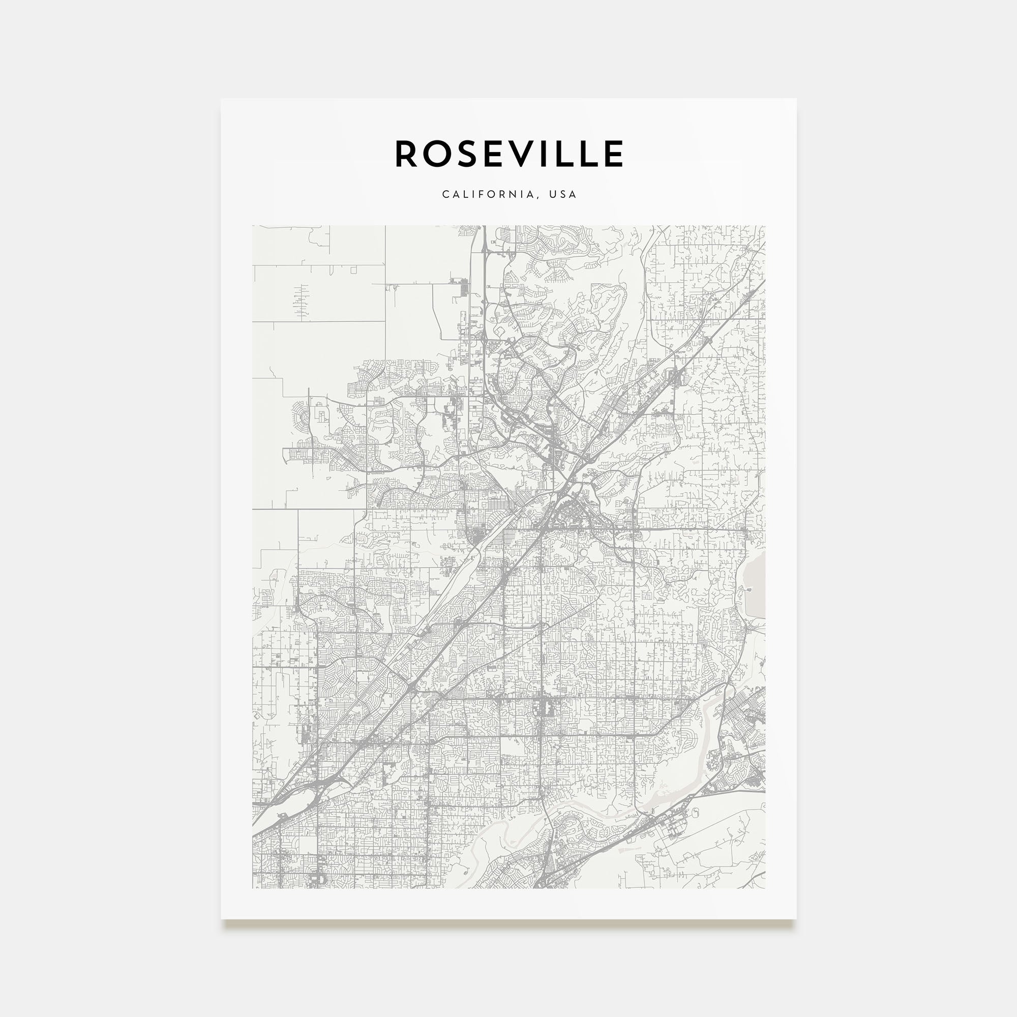 Roseville Map Portrait Poster