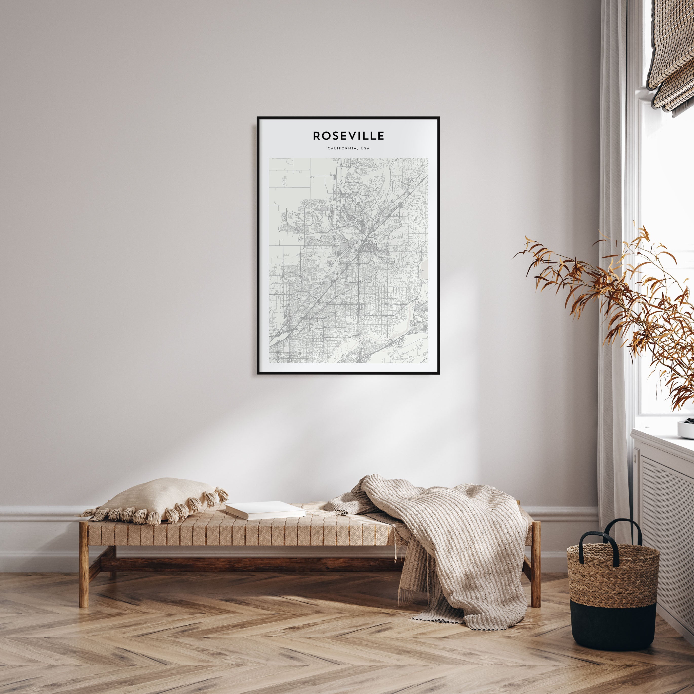 Roseville Map Portrait Poster