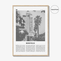 Roseville Print Black and White, Roseville Wall Art, Roseville Poster, Roseville Photo, Roseville Wall Décor, California, USA, United States