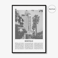 Roseville Print Black and White, Roseville Wall Art, Roseville Poster, Roseville Photo, Roseville Wall Décor, California, USA, United States