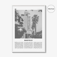 Roseville Print Black and White, Roseville Wall Art, Roseville Poster, Roseville Photo, Roseville Wall Décor, California, USA, United States